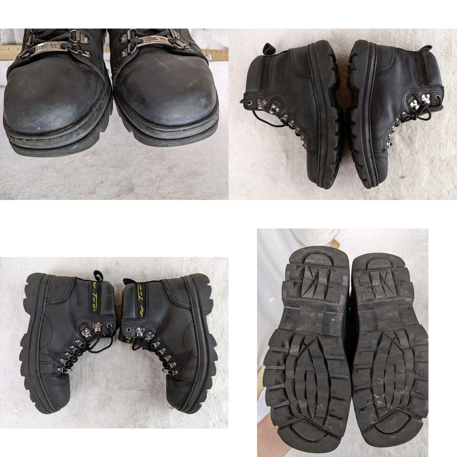 Vintage AdTec Mens 8.5 Steel Toe Leather Work Boots Black ASTM F2413 Size US 9 / IT 39 - 8 Thumbnail