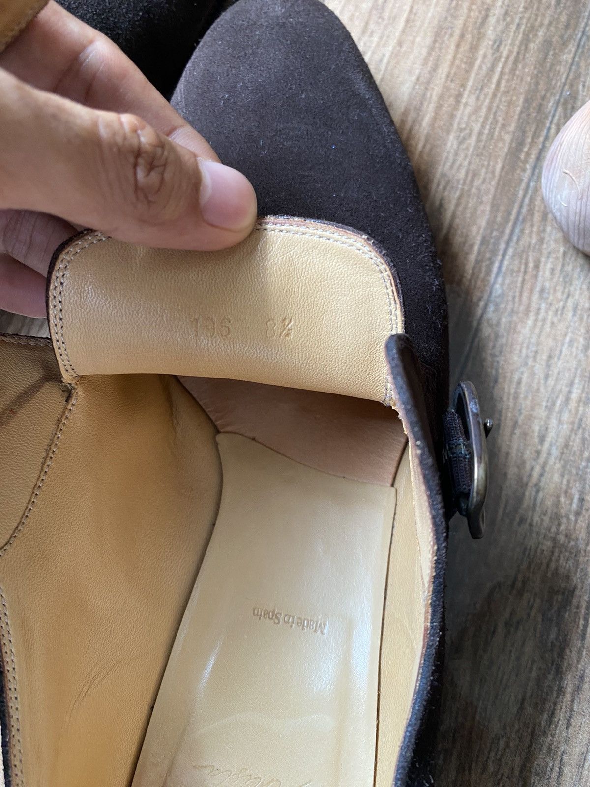 TLB Mallorca 196 Artista Dark Brown Suede Single monk strap Size US 8.5 / EU 41-42 - 7 Thumbnail