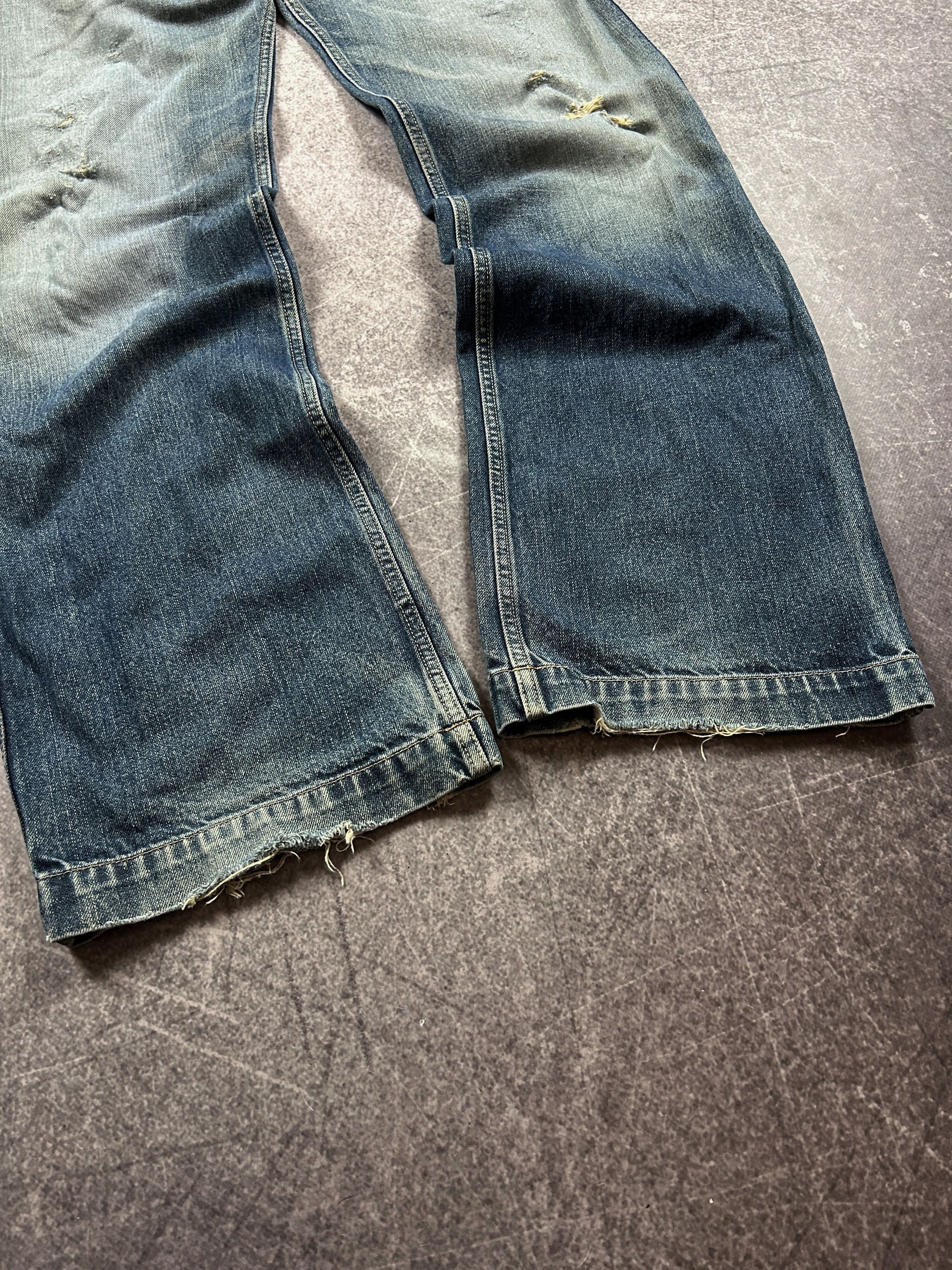 Diesel Distressed Wide Leg Denim Jeans Vintage Wash Grunge Style Size US 32 / EU 48 - 6 Thumbnail