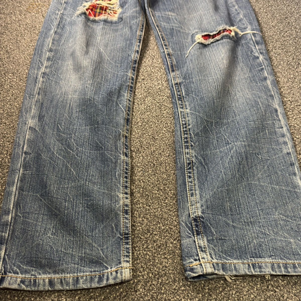 Japanese Distressed Plaid Patchwork Hysteric Glamour Style