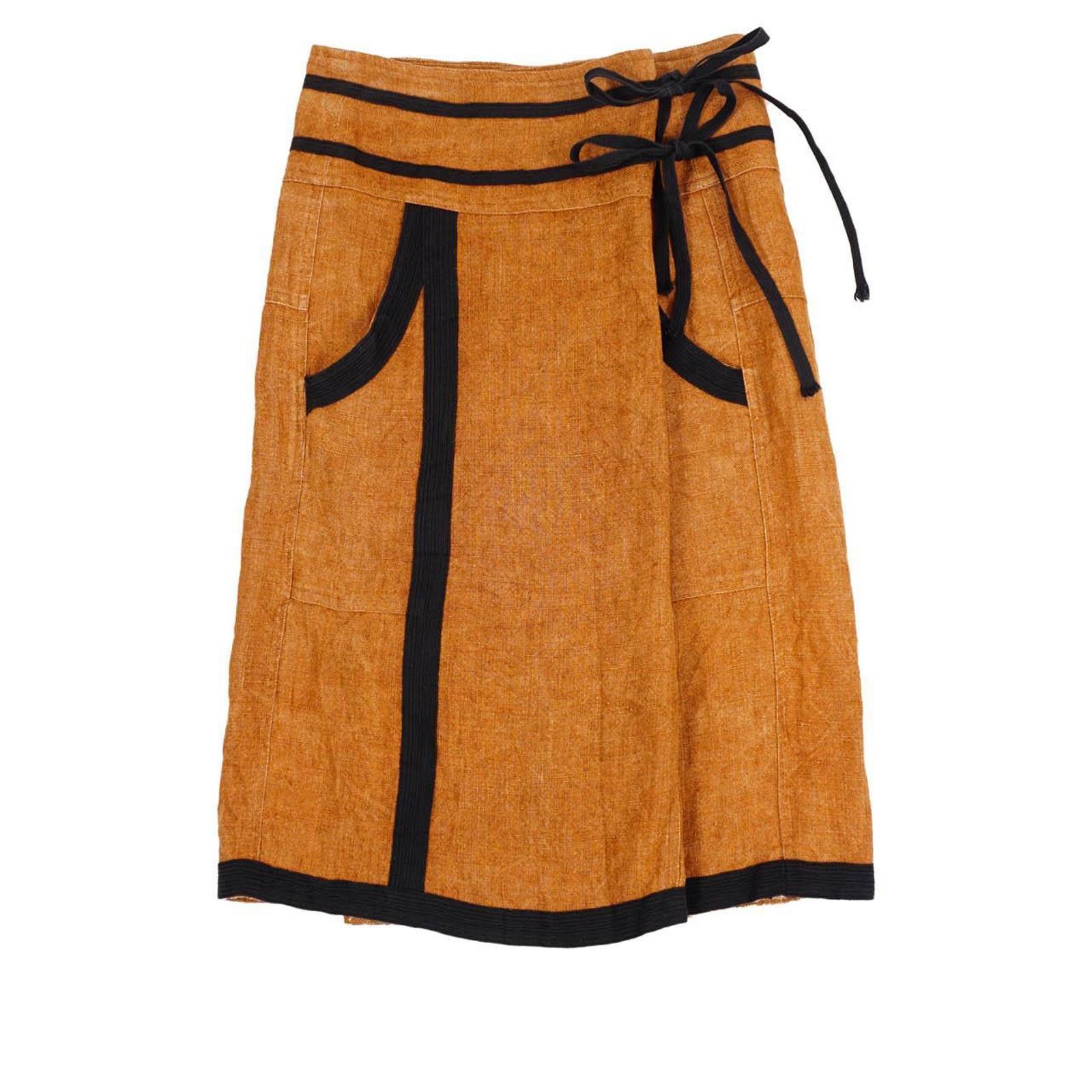 Dries Van Noten (S/M) DRIES VAN NOTEN SS14 Tied Waist A-line Skirt Size 32" / US 10 / IT 46 - 1 Thumbnail