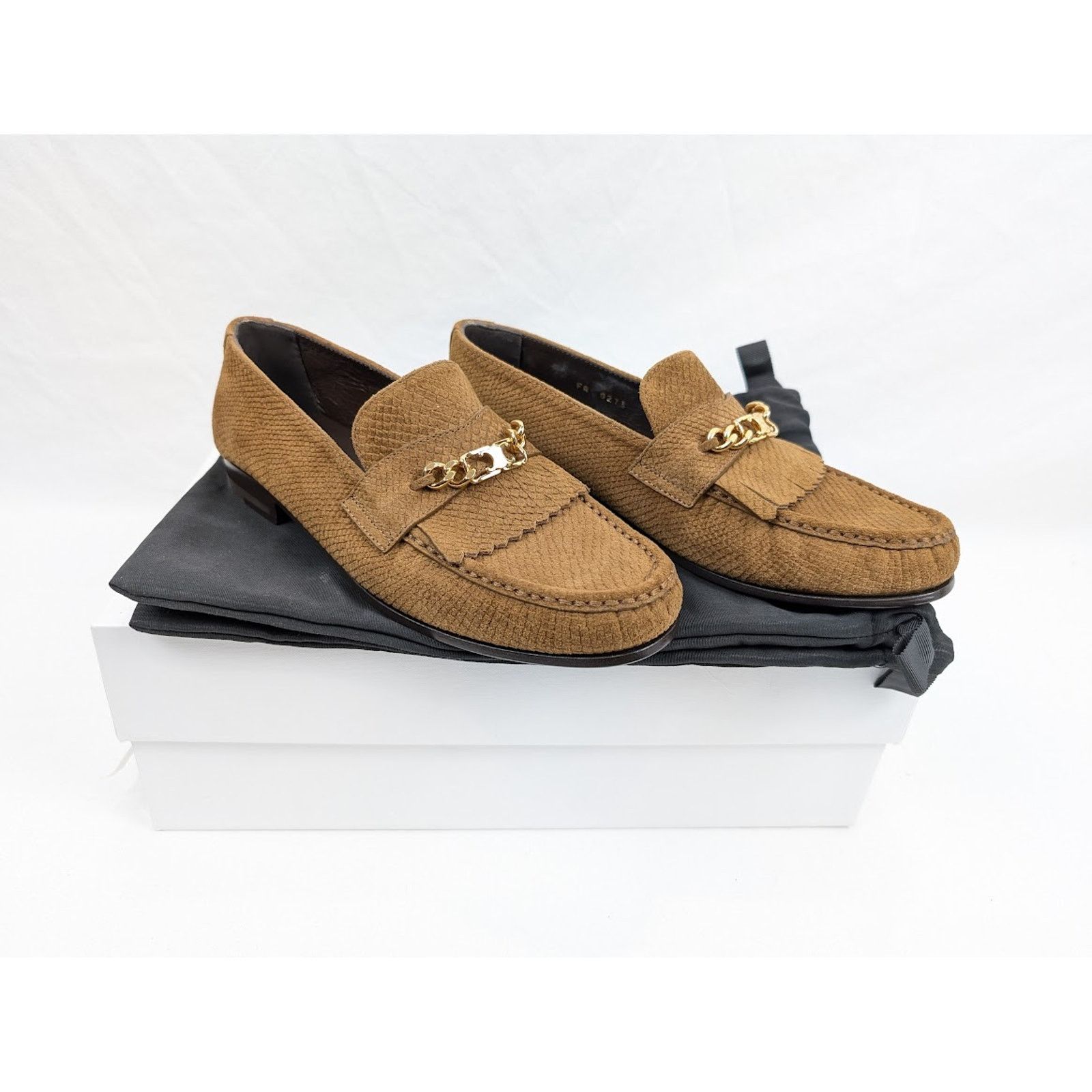 Celine o1rshd1 Lizard Stamped Suede Calfskin Loafers in Tan Size US 11 / EU 44 - 20 Thumbnail