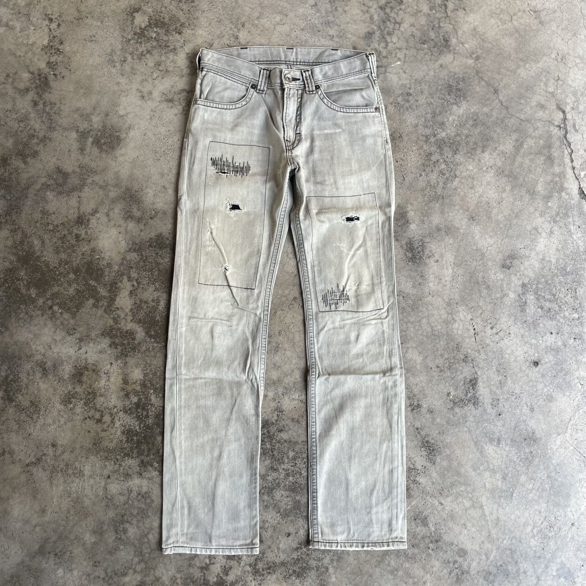 Wrangler 🔥Vintage Wrangler Stoned Washed Ripped Distress Denim Jeans Size US 31 - 1 Thumbnail