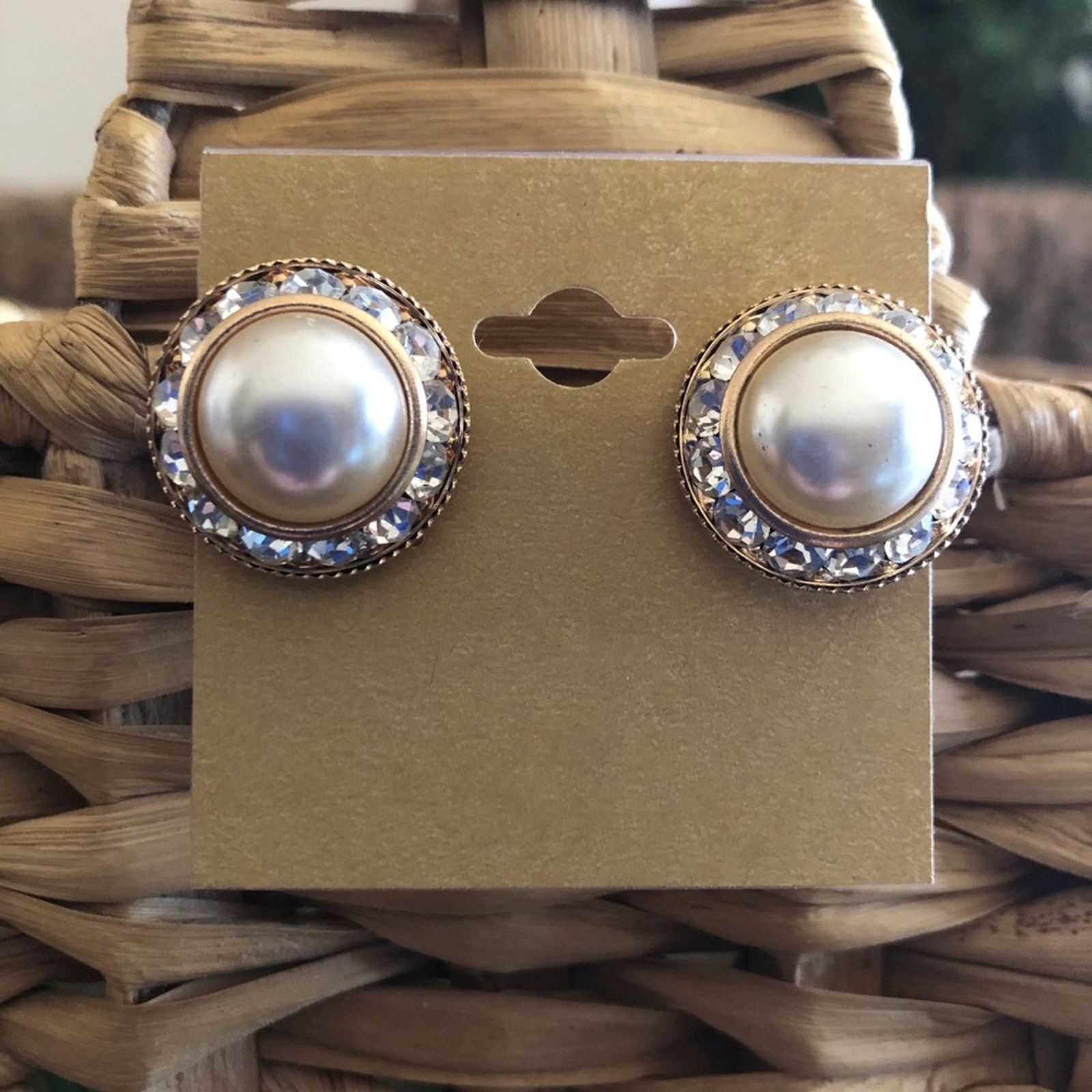 Vintage Vintage Pearl glass stone elegant style earrings Size ONE SIZE - 1 Thumbnail