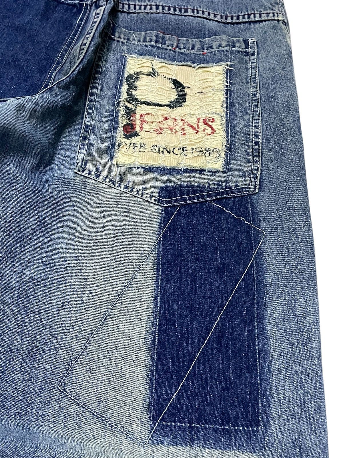 Dogtown × JNCO × Sean John Paco Deconstructed Cut & Sew Distressed Massive Baggy Jeans Size US 30 / EU 46 - 20 Thumbnail
