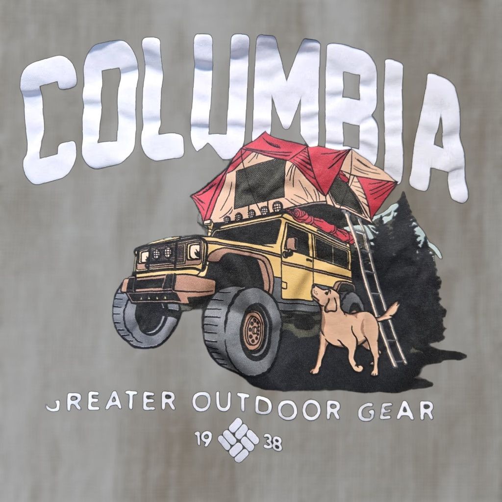 Vintage Columbia Shirt Men M Green Long Sleeve Crew Neck Camping Dog SUV Graphic Print - All Seasons, Off Road Theme Size US M / EU 48-50 / 2 - 1 Thumbnail