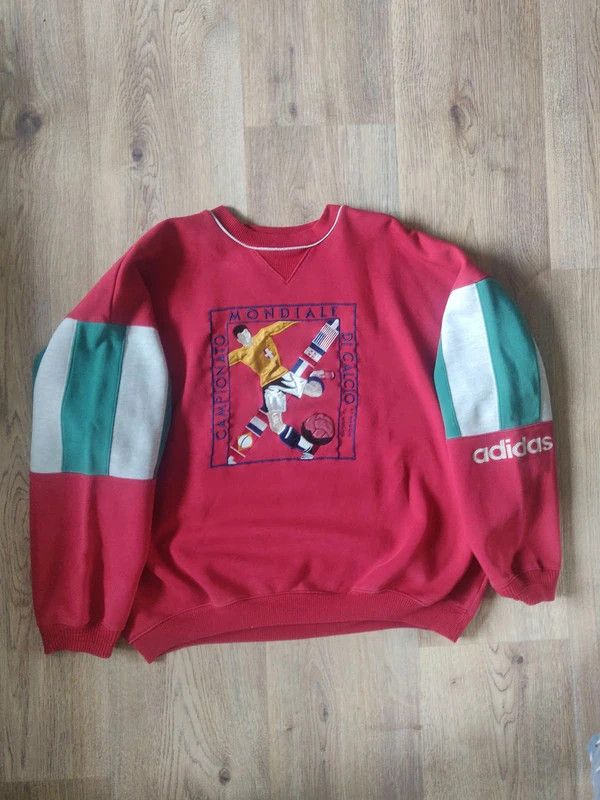 image of Sweater Adidas Retro Vintage World Championship 1934 in Green/Red, Men's (Size XL)