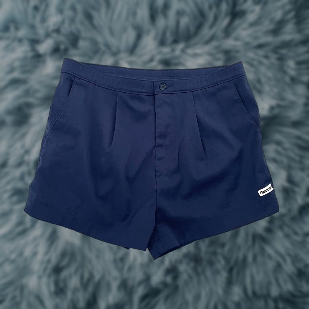 Reebok VINTAGE Reebok Shorts 34 Adult Blue Pockets Stretch Made In Japan Logo Mens 80s Size US 33 - 1 Thumbnail