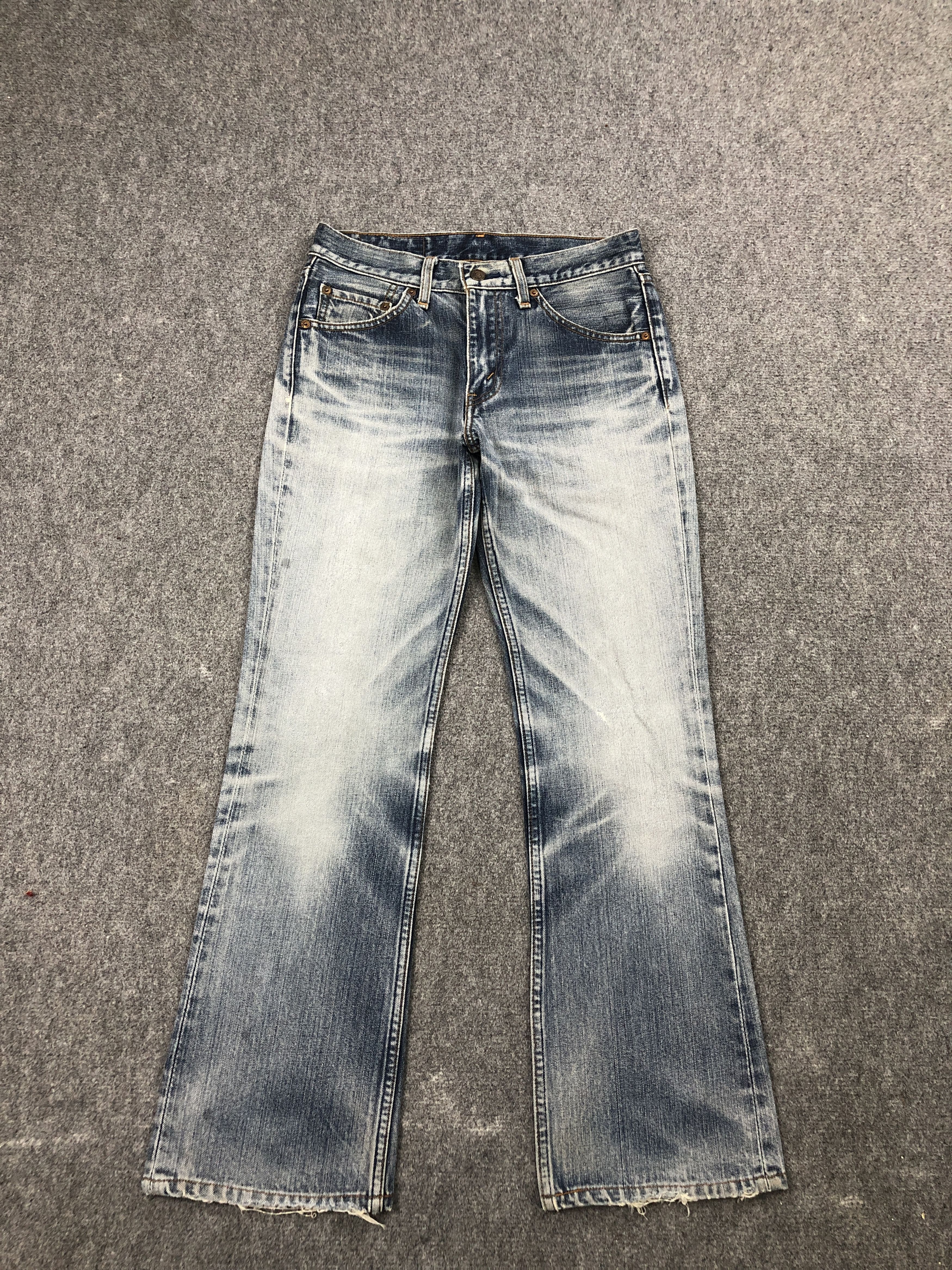 image of Levis 517 Flared Bootcut Bell Bottom Faded Jeans in Blue Denim, Men's (Size 27)