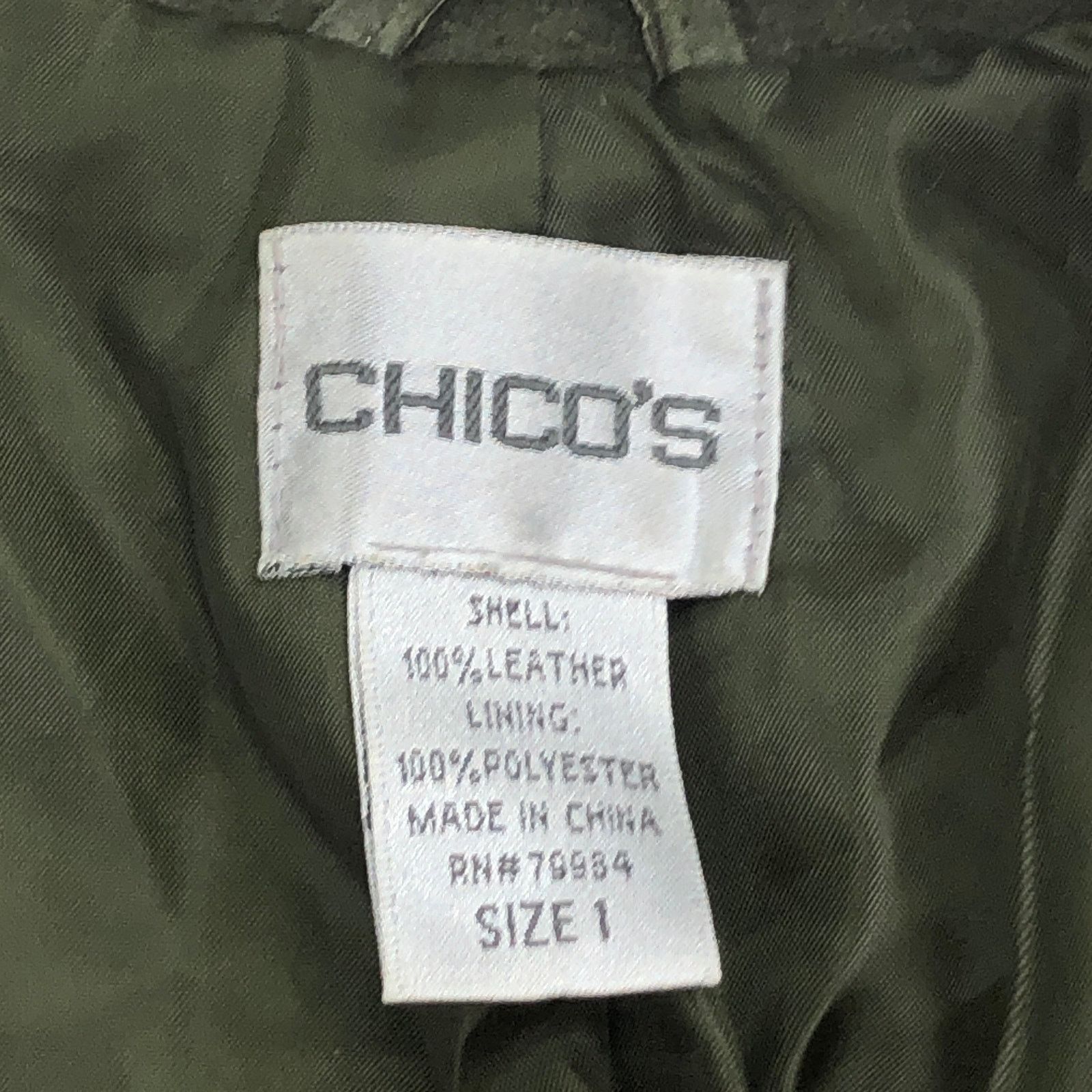 Chicos Chicos Women Size 1 US 8 Jacket Shirt Shacket Leather Green Size M / US 6-8 / IT 42-44 - 12 Thumbnail