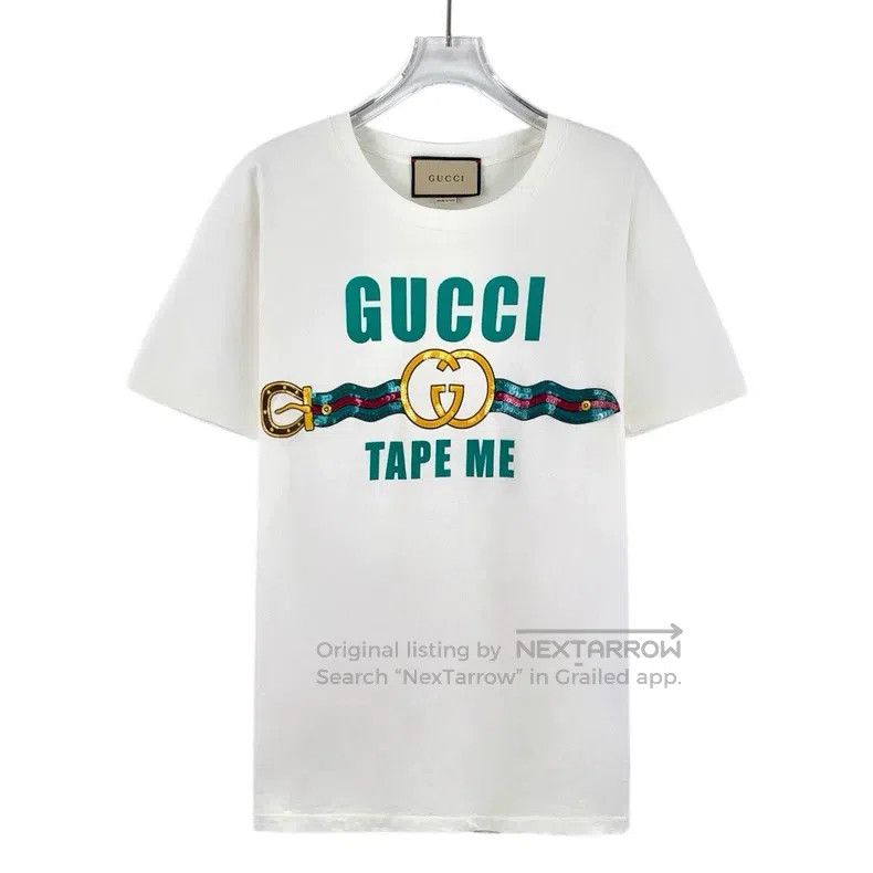 Gucci Gucci White logo letter sequin printed cotton round-neck s Size US XS / EU 42 / 0 - 1 Thumbnail