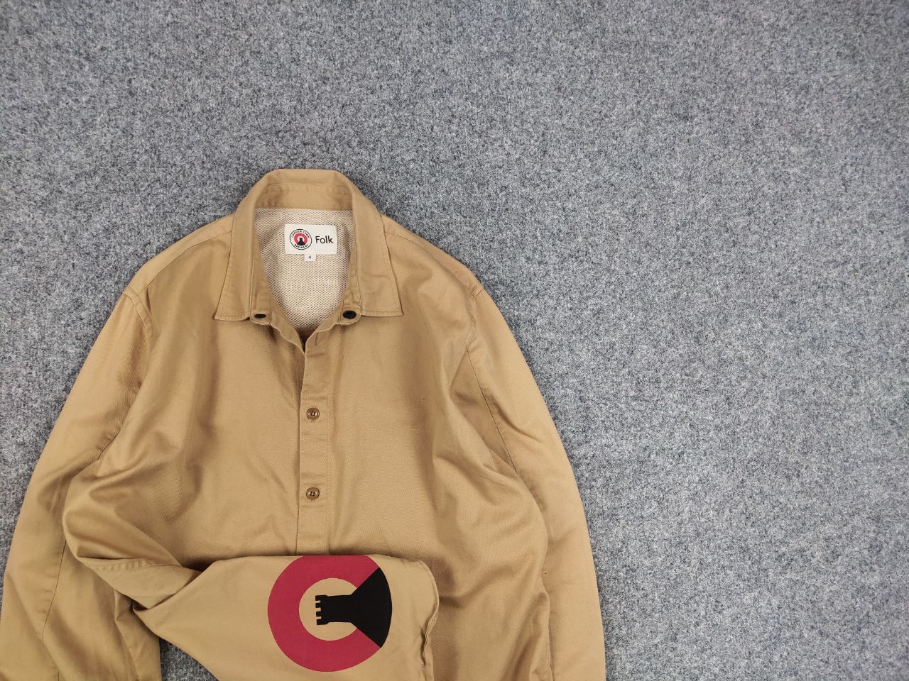 Folk Folk Design Camden Town Beige Logo Casual Button Down Shirt Size US L / EU 52-54 / 3 - 1 Thumbnail