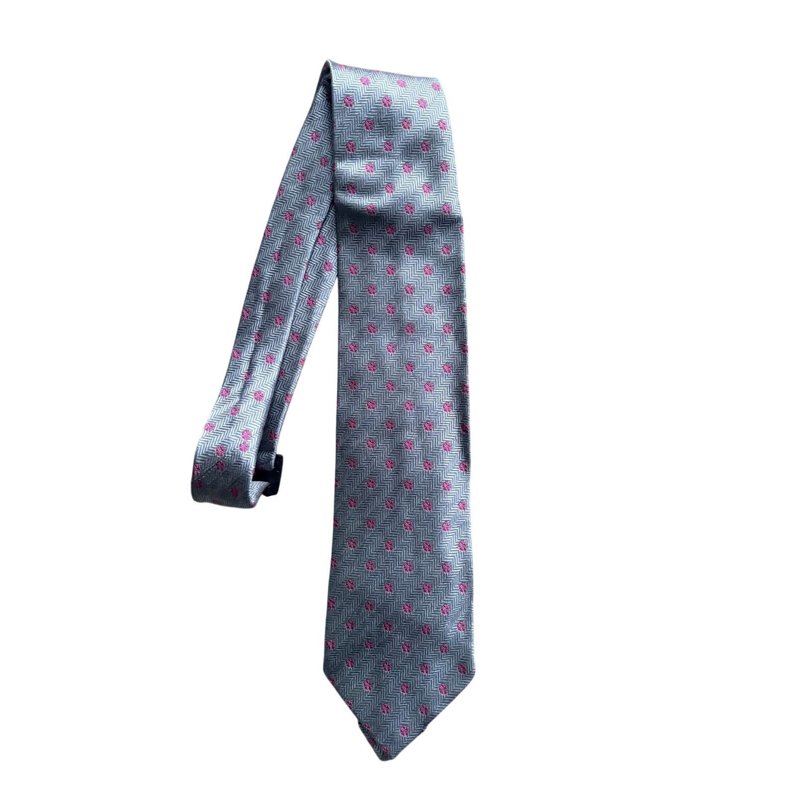 Ermenegildo Zegna Ermenegildo Zegna 100% Silk Tie Blue Pink Herringbone Size ONE SIZE - 2 Thumbnail
