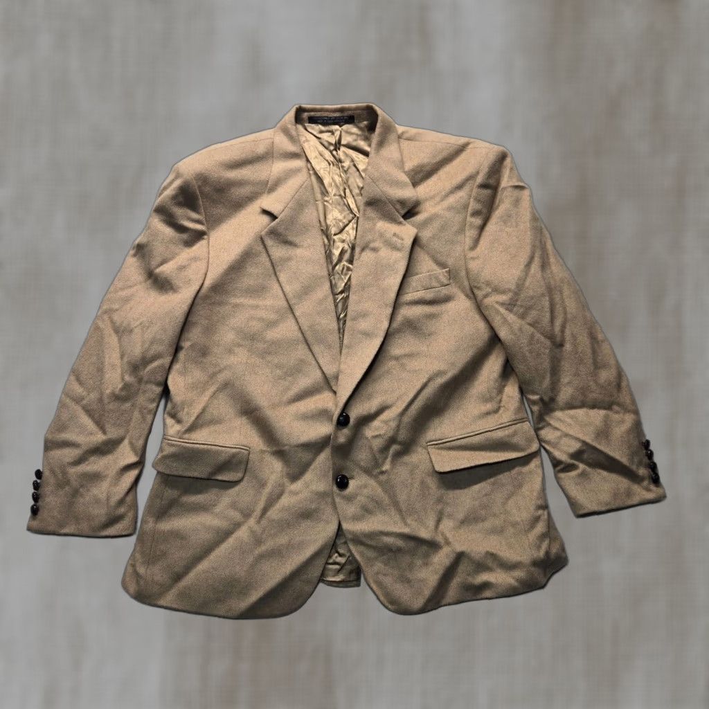 Famous Brands Luxe Camel Hair Blazer Tan Adult Men's 44R Business Formal Classic
