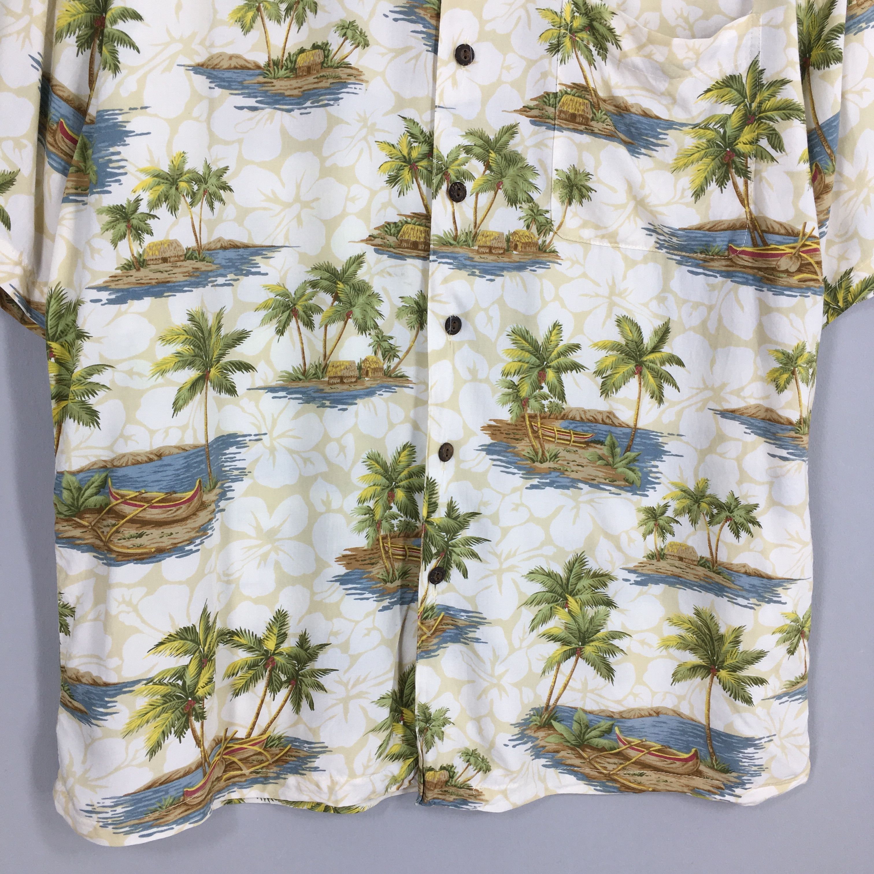 IOLANI × Reyn Spooner Vintage Iolani Palm Tree Beach View Aloha Shirt Medium Size US M / EU 48-50 / 2 - 4 Thumbnail