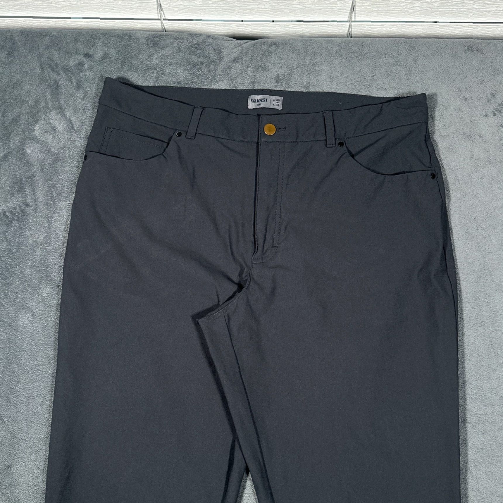 Vintage VRST Slim Performance Golf Pants Mens 38x30 Gray Slate 5-Pocket Casual Sports Size US 38 / EU 54 - 2 Thumbnail
