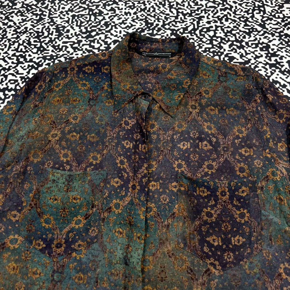 Vintage Vintage Y2K Peruvian Connection Viscose Abstract Retro Shirt Size XL / US 12-14 / IT 48-50 - 14 Thumbnail