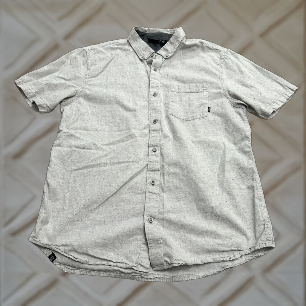 Vans Vans Off The Wall Button-Down Shirt Mens L Gray Short Sleeve Cotton Casual Size US L / EU 52-54 / 3 - 1 Thumbnail