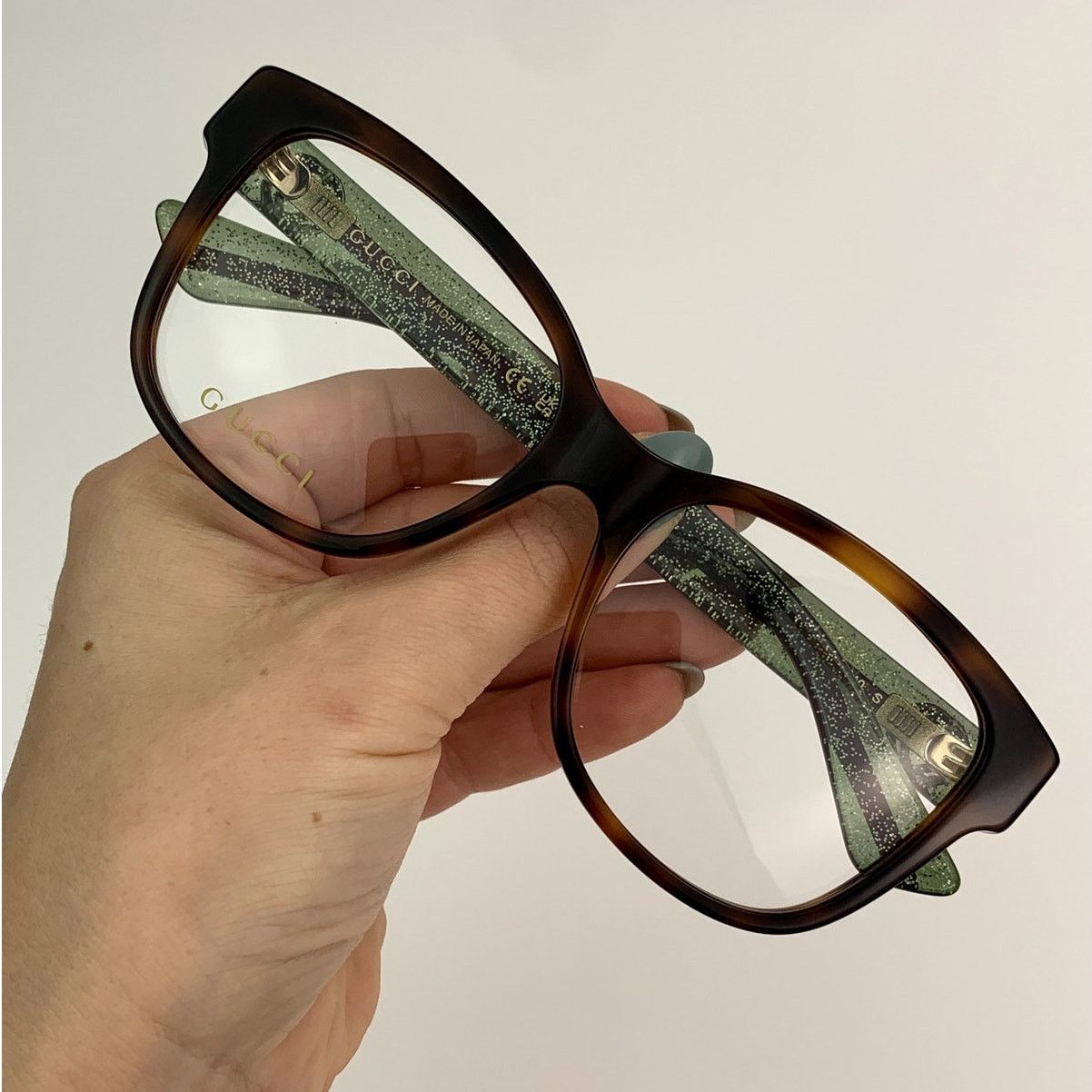 Gucci NEW Gucci GG0038ON 002 Havana Green Transparent Women Size ONE SIZE - 7 Thumbnail