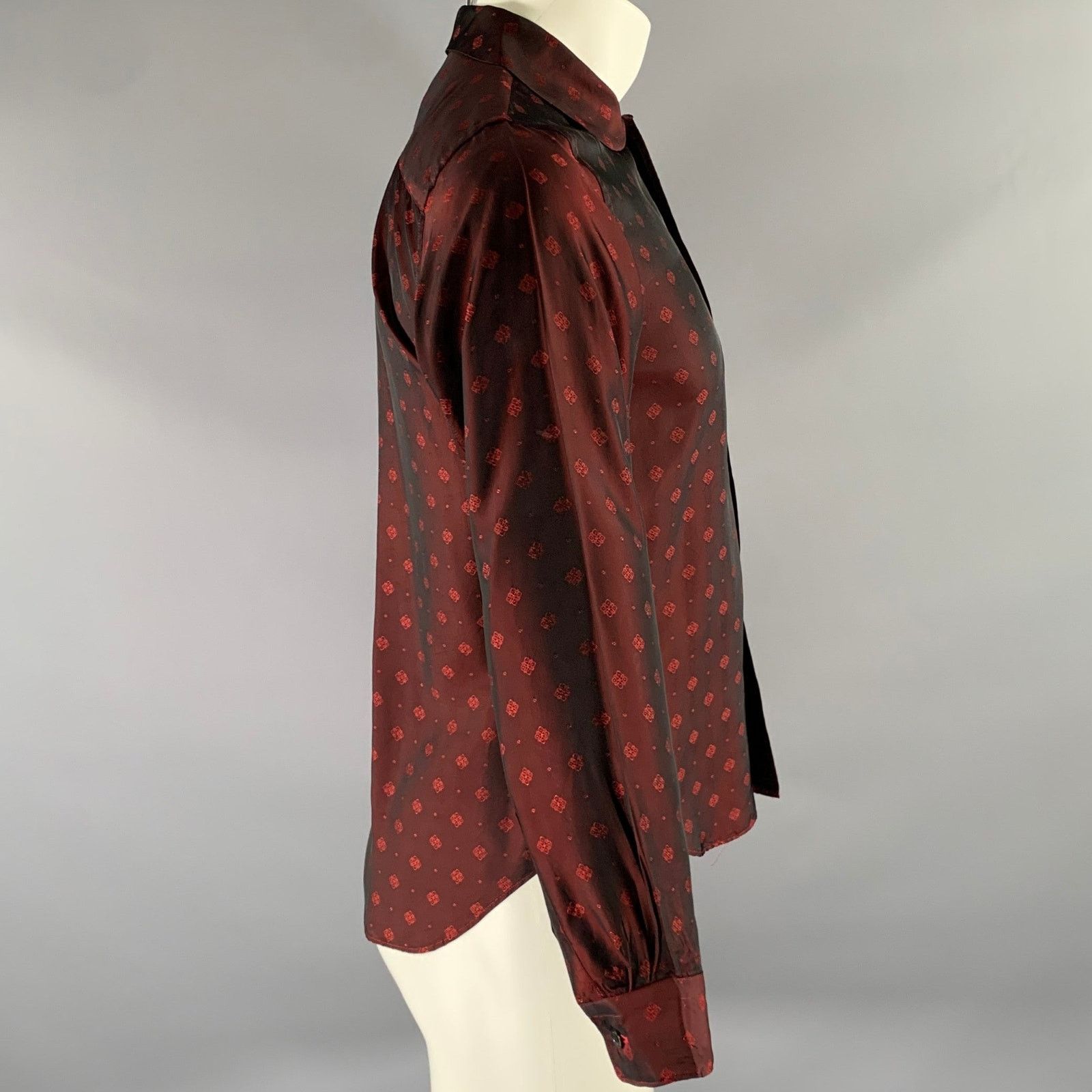 Comme des Garcons COMME des GARCONS XS Burgundy Red Cupra Long Sleeve Shirt Size US XS / EU 42 / 0 - 3 Thumbnail