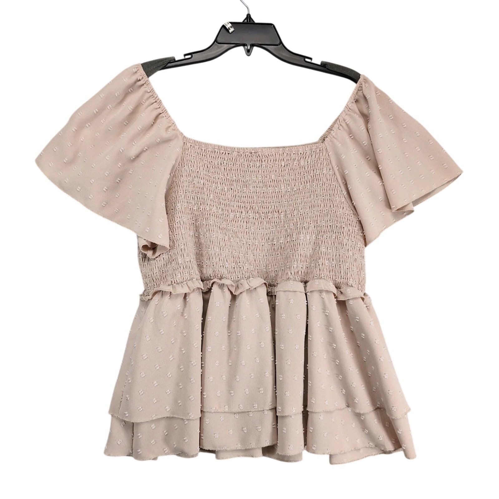 Other Emery Rose Khaki Smocked Blouse Plus Size 4XL Off Shoulder Size 4XL / US 24-26 - 2 Thumbnail