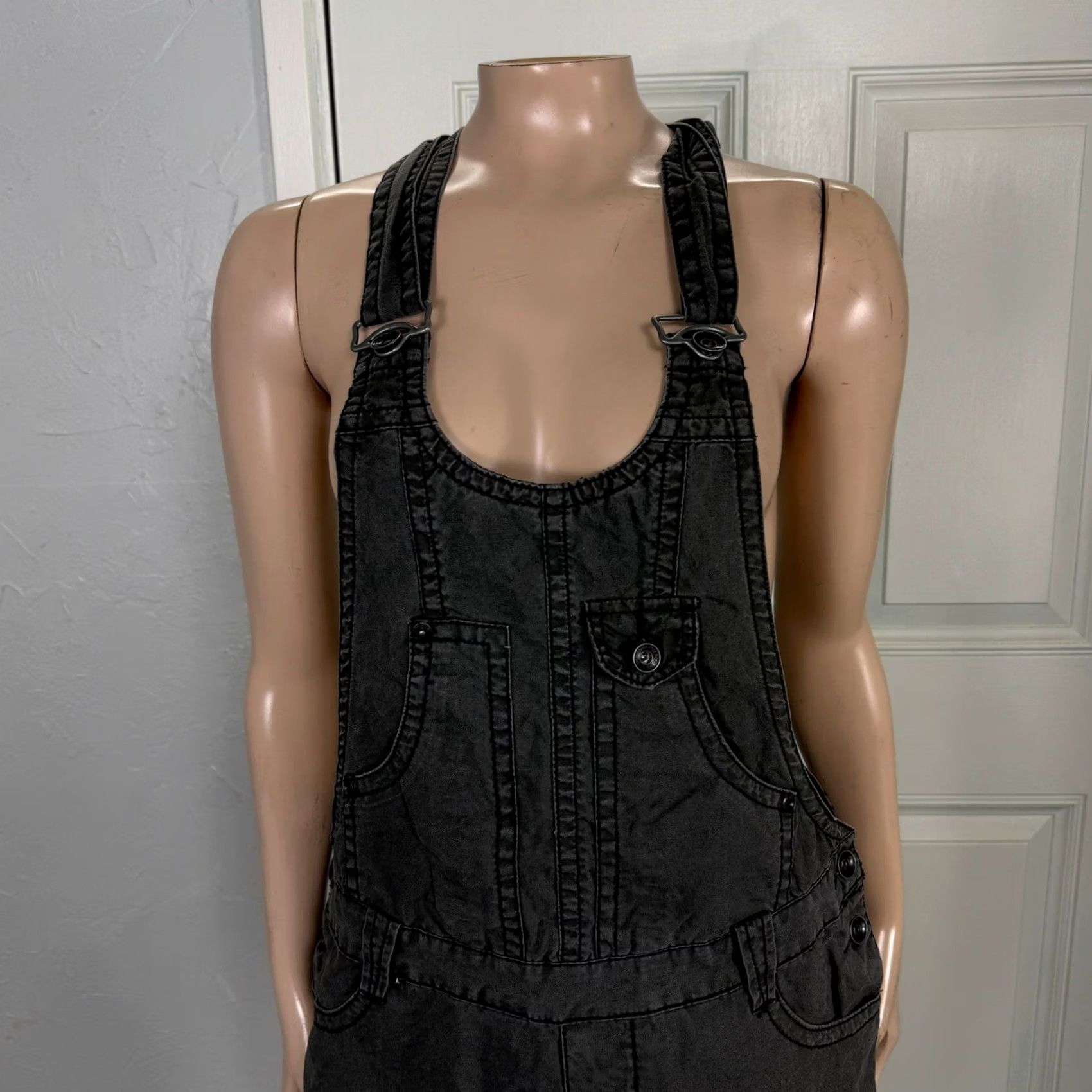 Vintage Vintage Unionbay Y2K Dress Large Cotton Overall Pockets Mini T3-23 Size 36" / US 14 / IT 50 - 2 Thumbnail