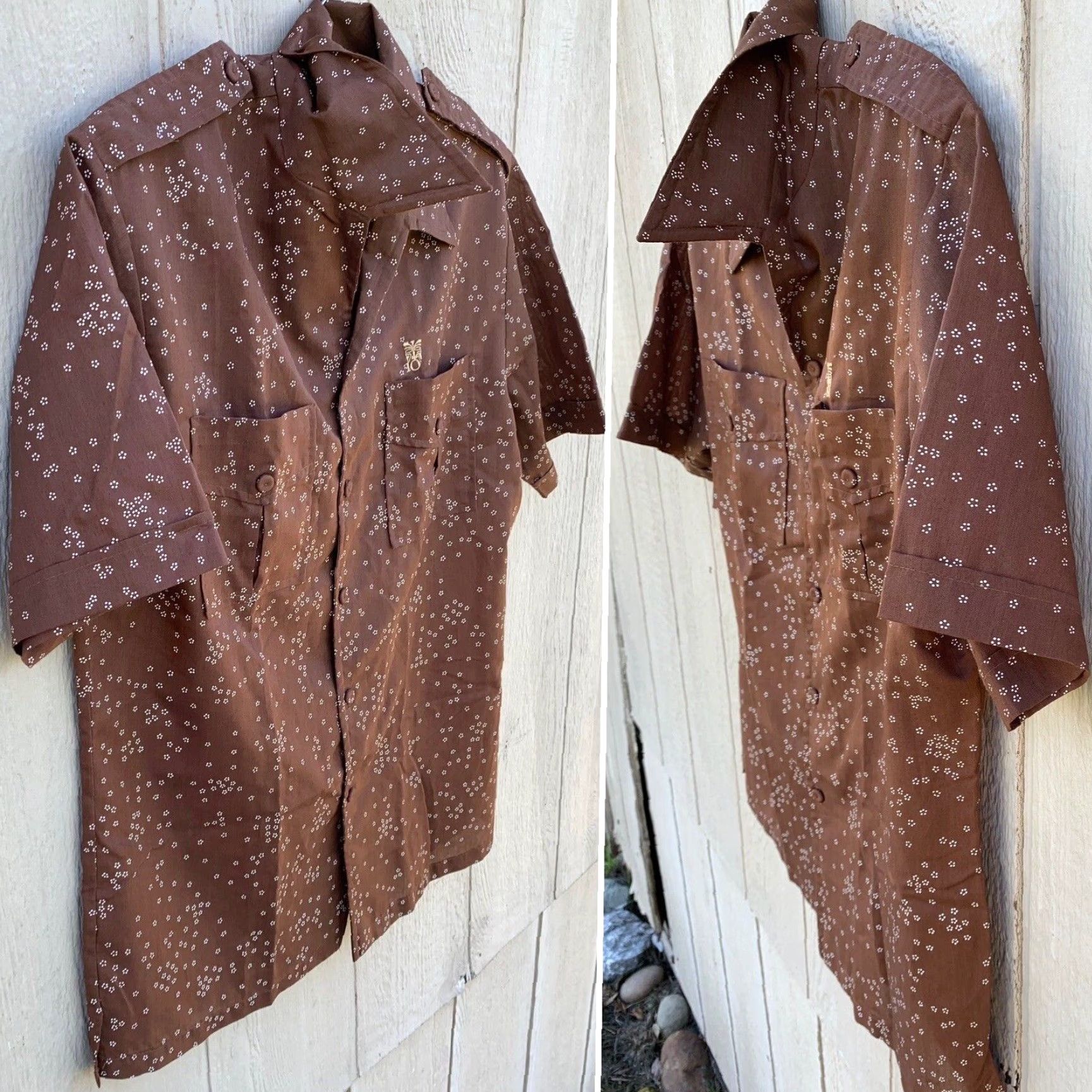 IOLANI VINTAGE Iolani Hawaii Hawaiian shirt tiki Aloha size M Shirt Mens Brown Cotton Blend Pockets 90s/Travel/Party Size US M / EU 48-50 / 2 - 5 Thumbnail