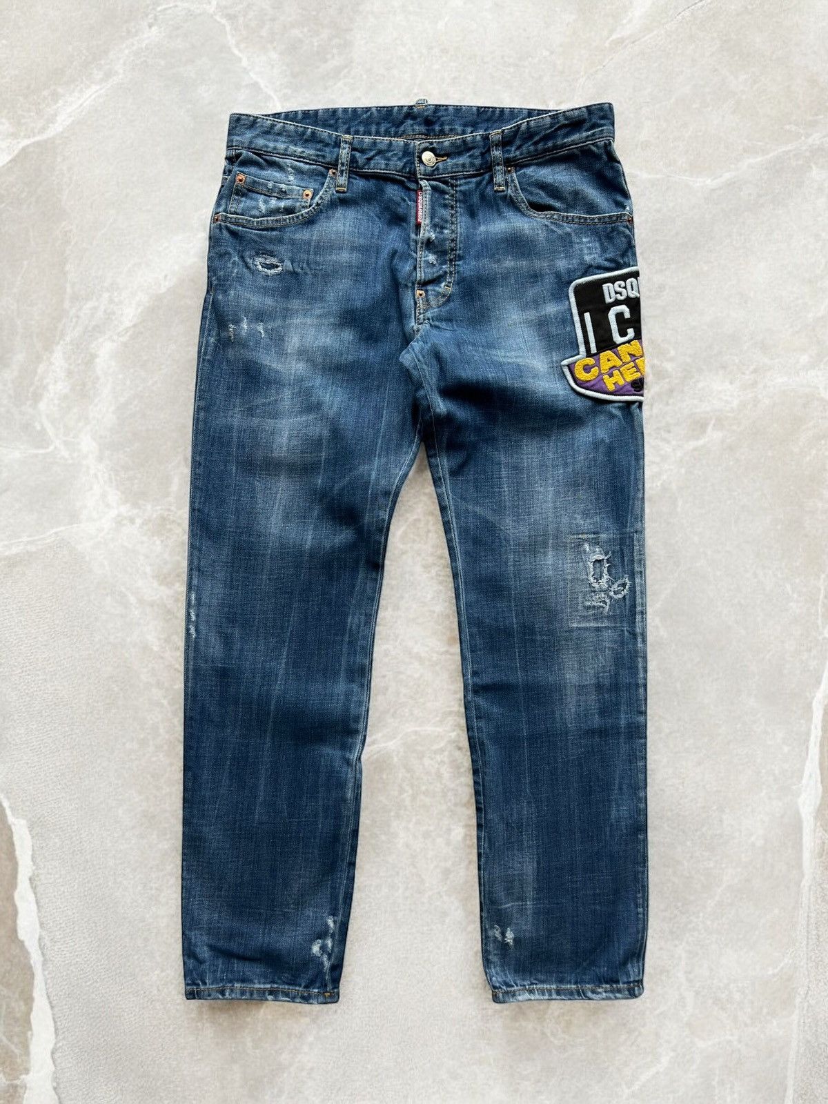 Dsquared2 × Vintage Dsquared2 Tidy Biker Big Logo Embroidered Denim pants jean Size US 34 / EU 50 - 1 Thumbnail