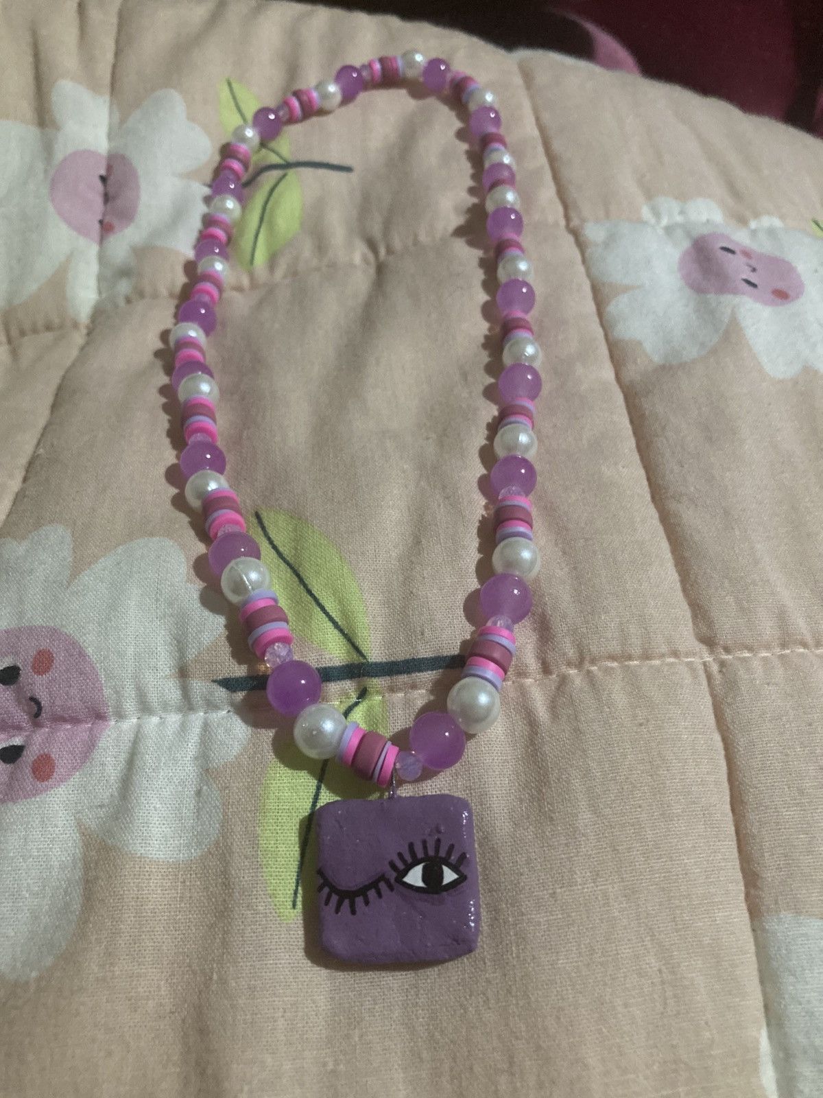 Other Winking eye pendant beaded necklace Size ONE SIZE - 2 Thumbnail