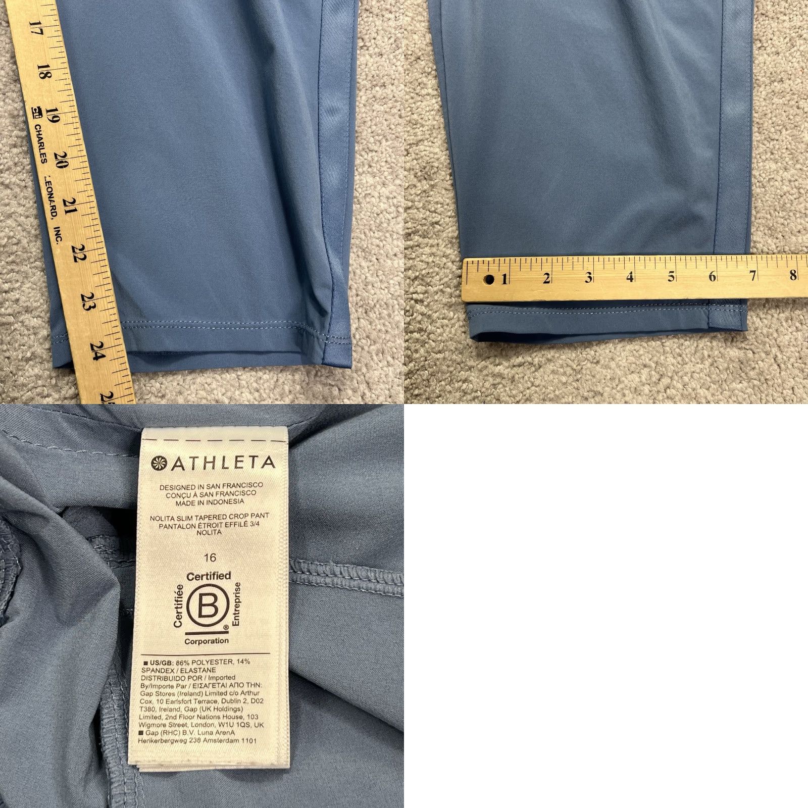Athleta Athleta Nolita Slim Tapered Crop Pants 16 (34x24) Blue Stretch Pockets Casual Size 38" / US 16 / IT 52 - 10 Thumbnail