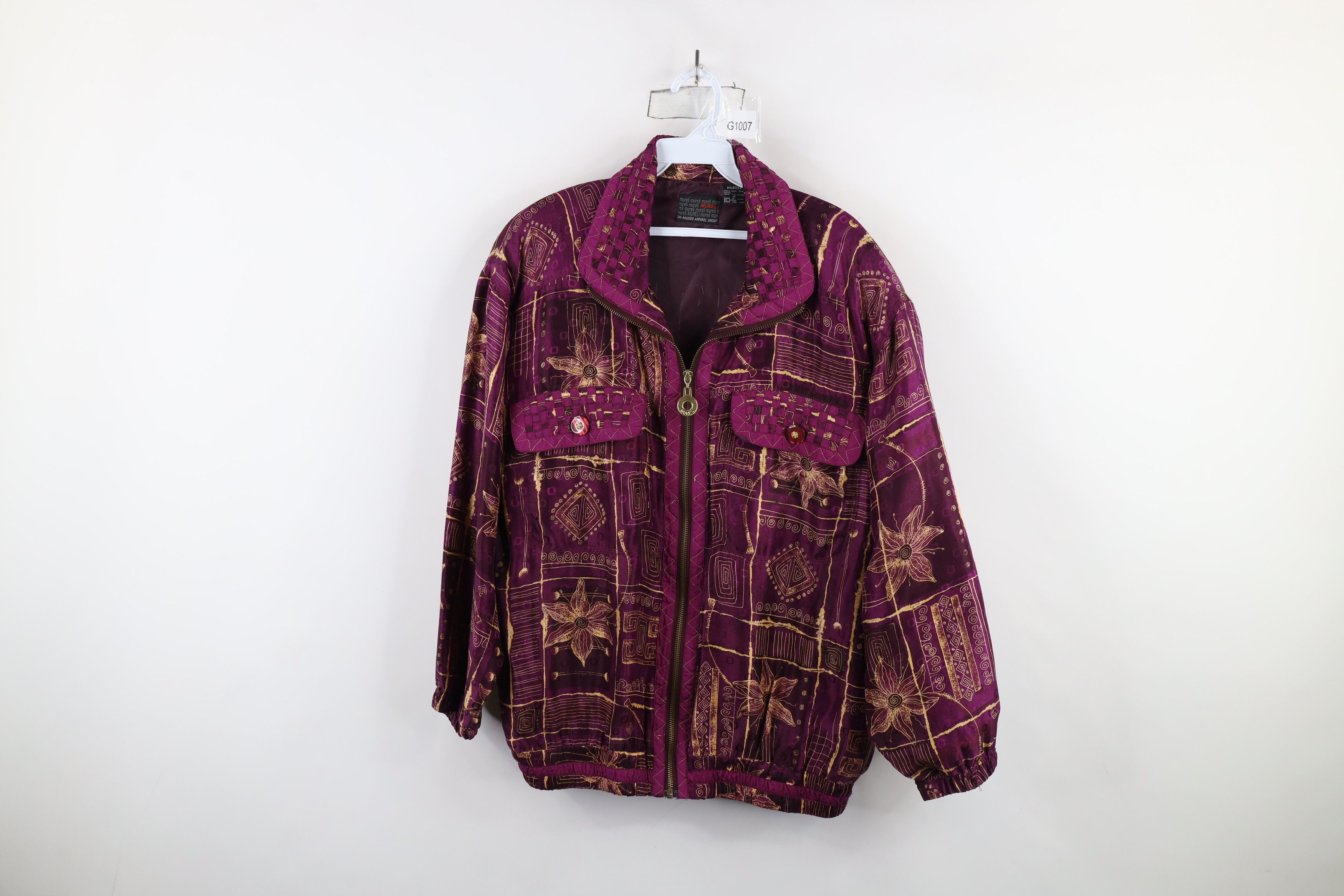 Vintage Vintage 90s Streetwear Flower Geometric Windbreaker Jacket Size M / US 6-8 / IT 42-44 - 1 Thumbnail
