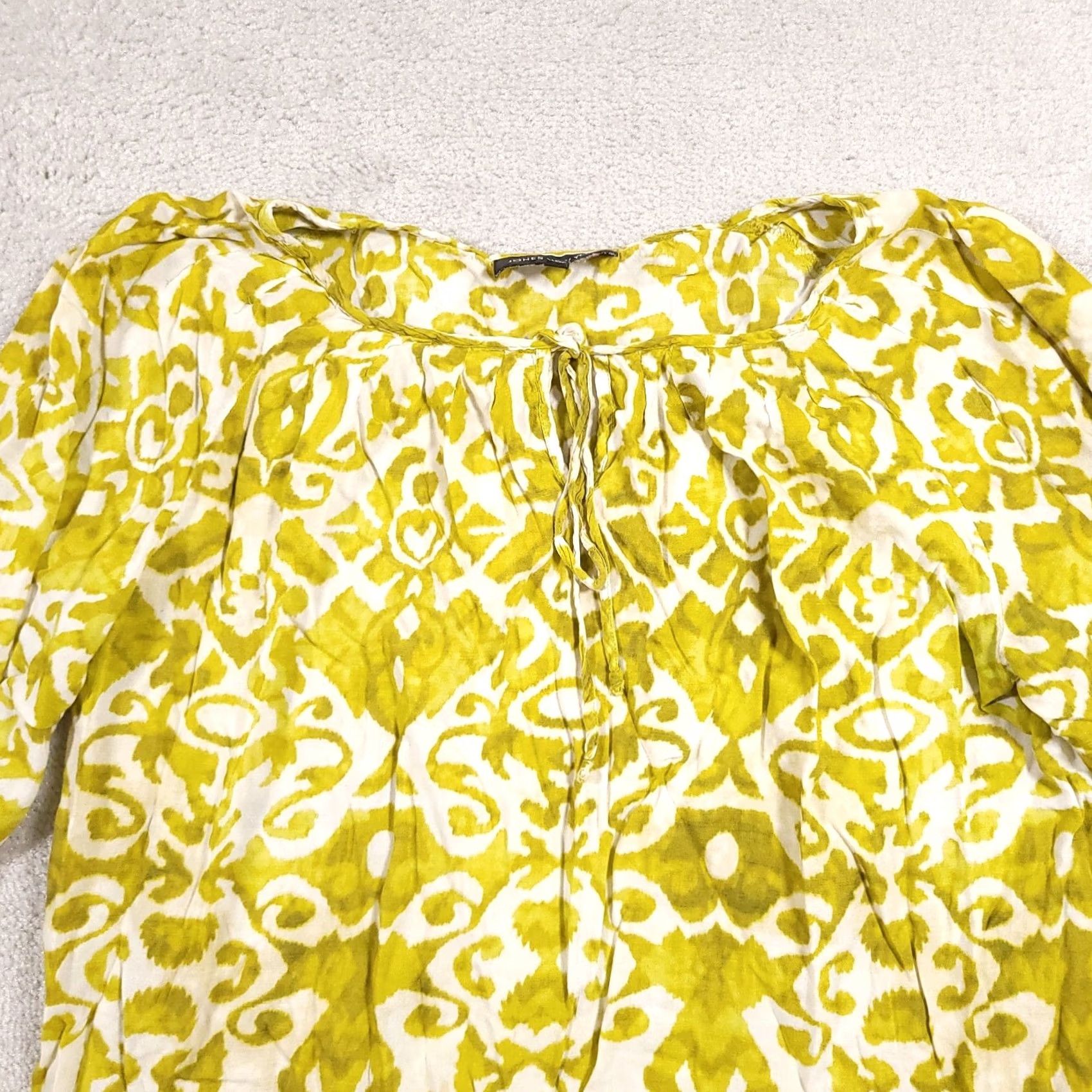 Jones New York Jones New York Shirt Women's XL Green Geometric Long Sleeve Keyhole Neck Size XL / US 12-14 / IT 48-50 - 3 Thumbnail