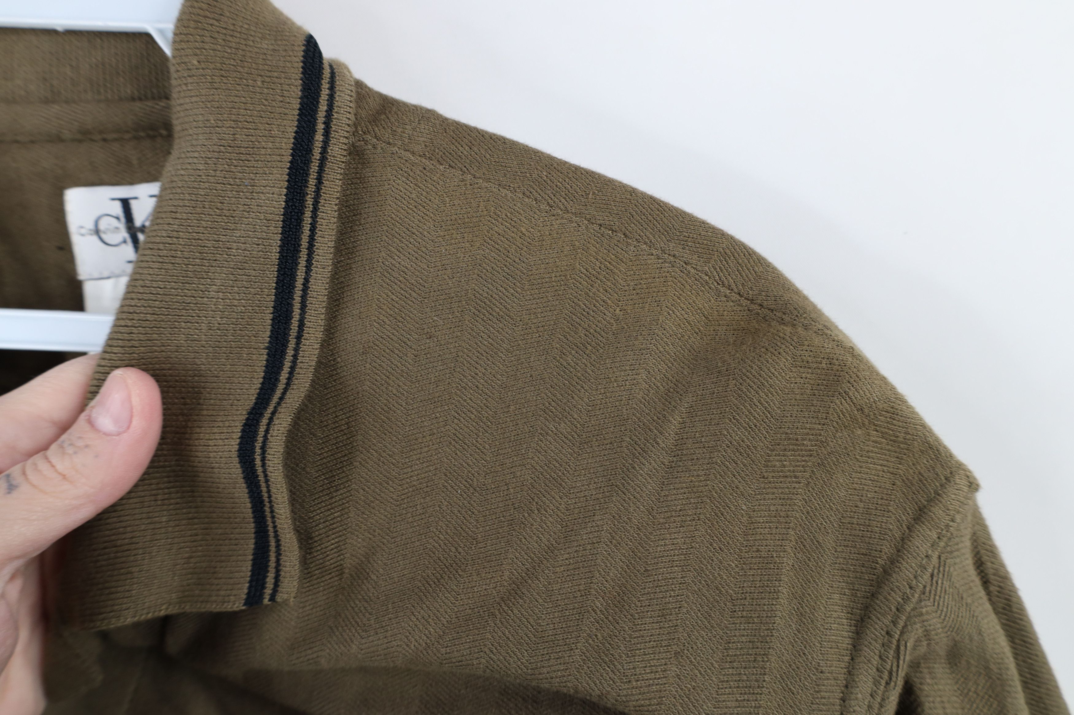 Calvin Klein × Vintage Deadstock Vintage 90s Calvin Klein Herringbone Polo Green Size US M / EU 48-50 / 2 - 10 Thumbnail