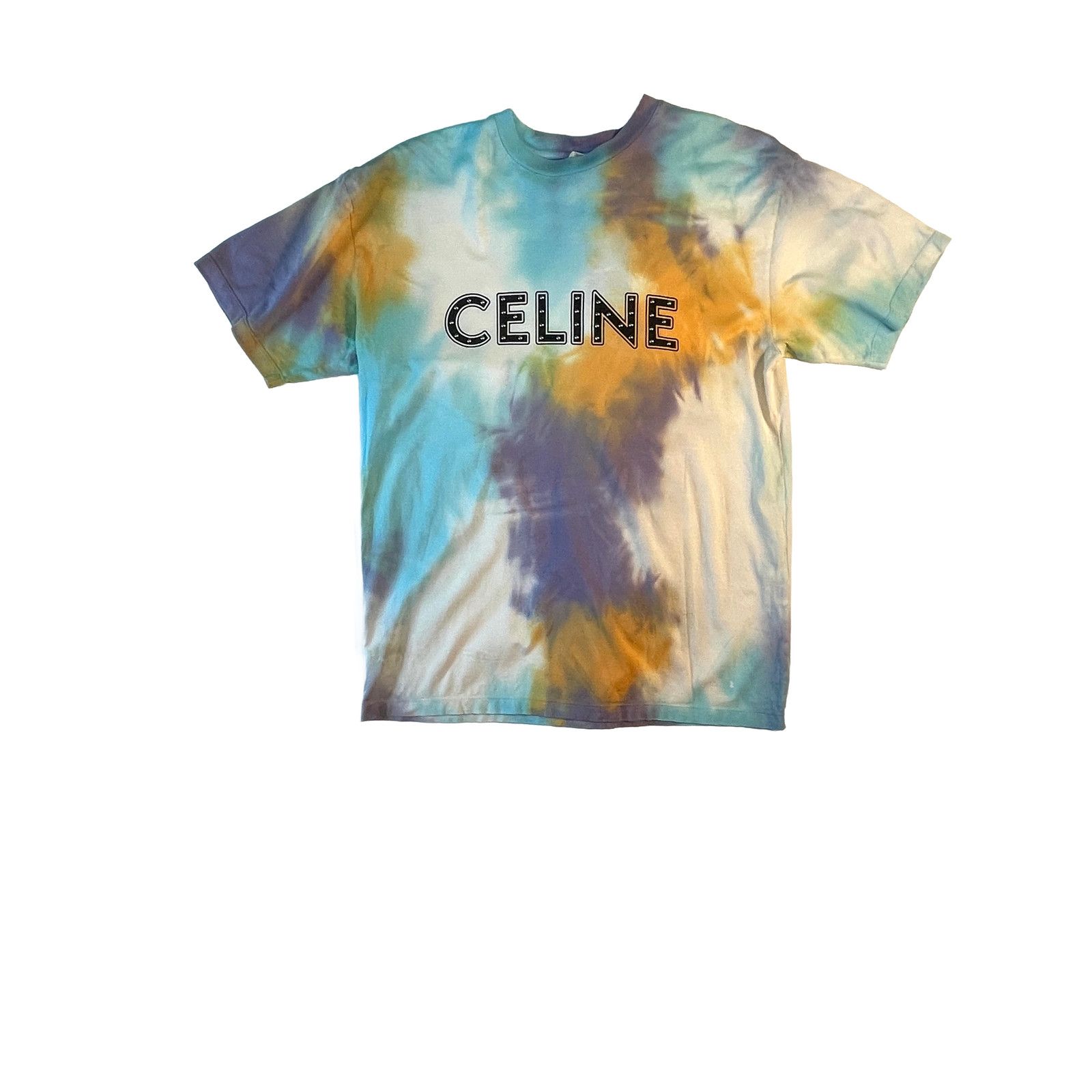 Celine Celine Studded Logo Tye Dye Multicolor Tee Size US S / EU 44-46 / 1 - 1 Thumbnail