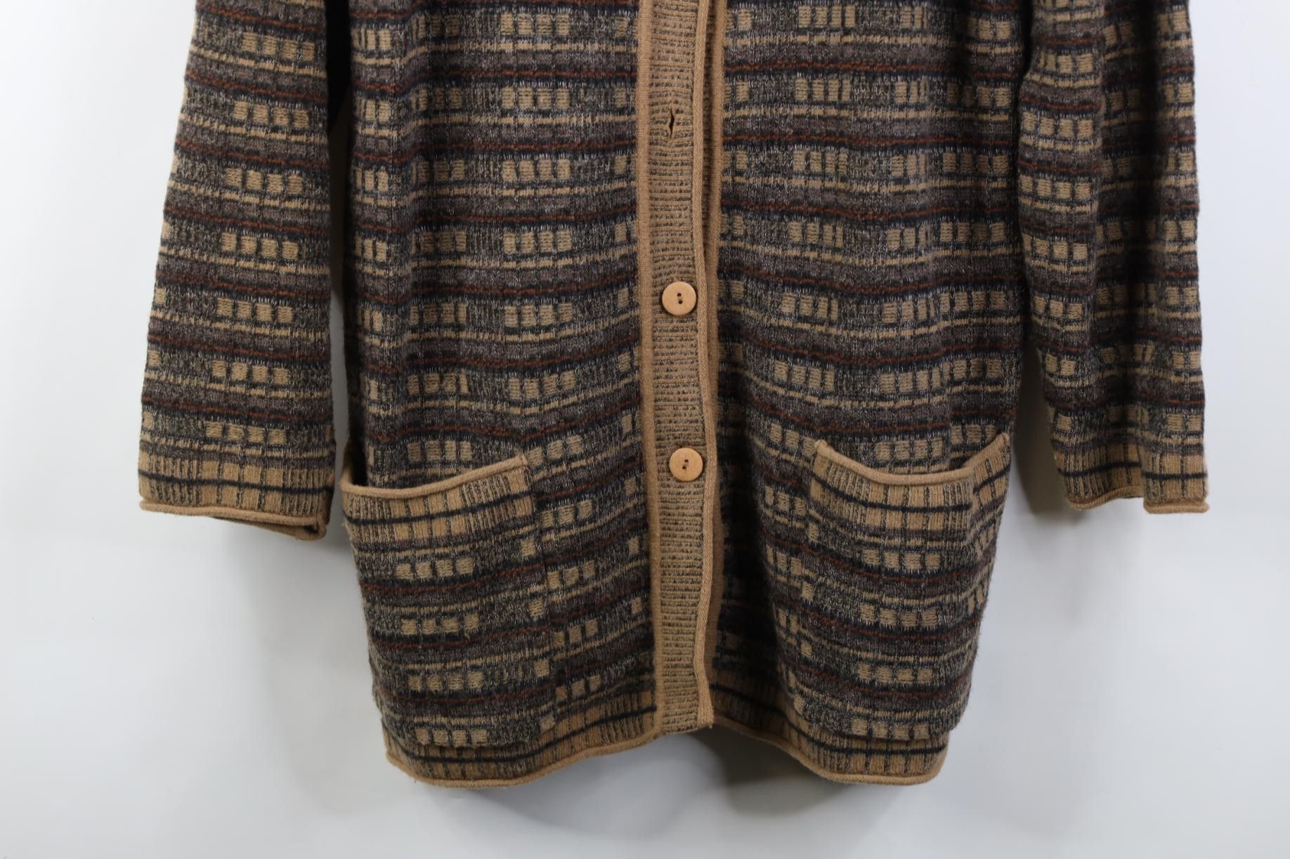 Vintage Vintage 90s Coogi Style Earth Tone Collared Cardigan Sweater Size XL / US 12-14 / IT 48-50 - 3 Thumbnail