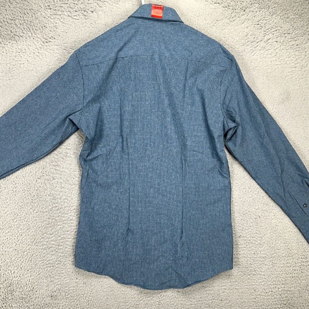 Vintage Kirkland Signature Dress Shirt Men Medium 15-15.5 34-35 Blue Check Button Up NEW Size 40R - 3 Thumbnail