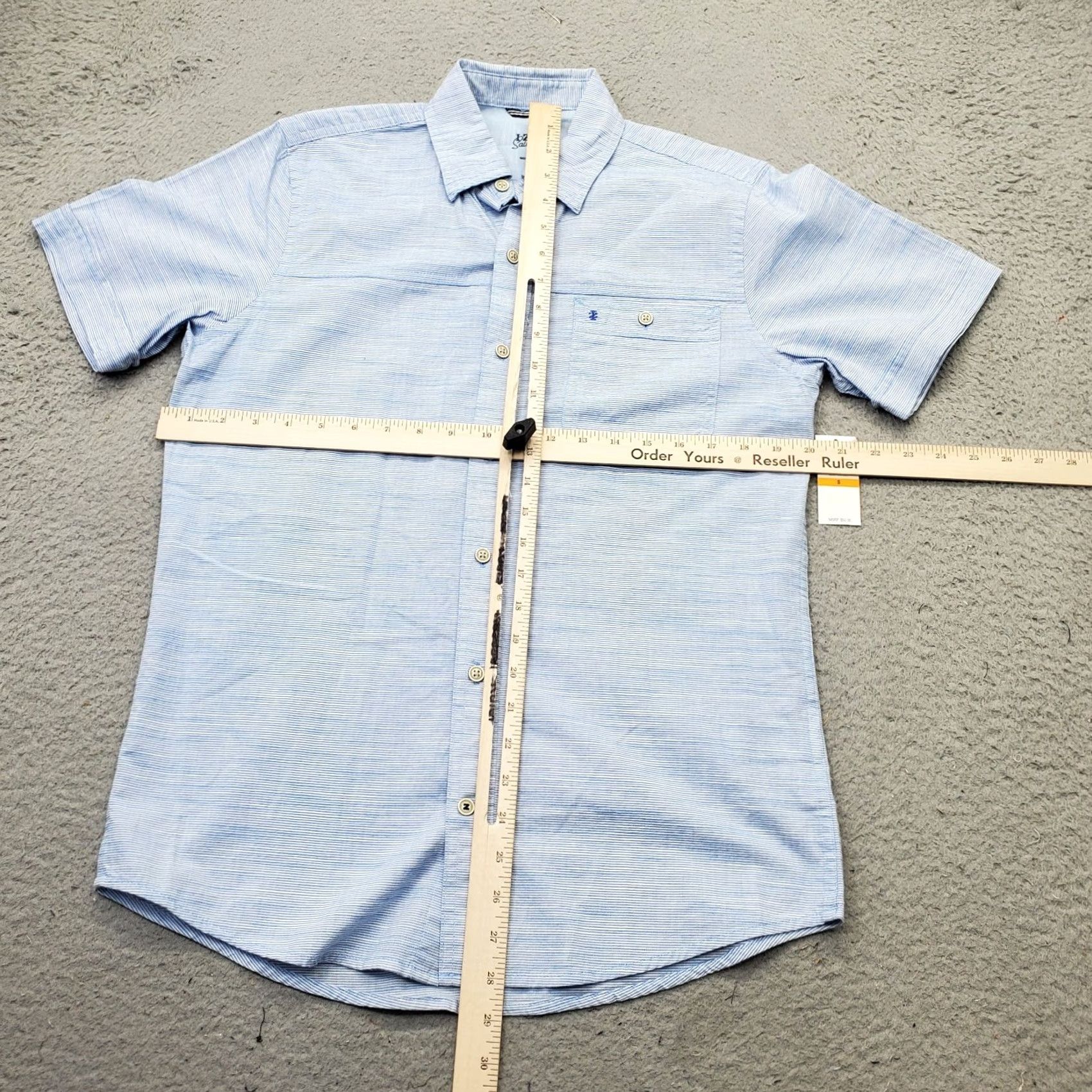 Izod IZOD Saltwater Shirt Mens Small Blue Pinstripe Short Sleeve Button-Up Size US S / EU 44-46 / 1 - 3 Thumbnail