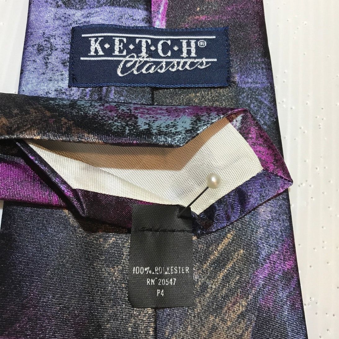 Other Ketch Classics Purple Abstract Short Wide Men Necktie Size ONE SIZE - 5 Thumbnail