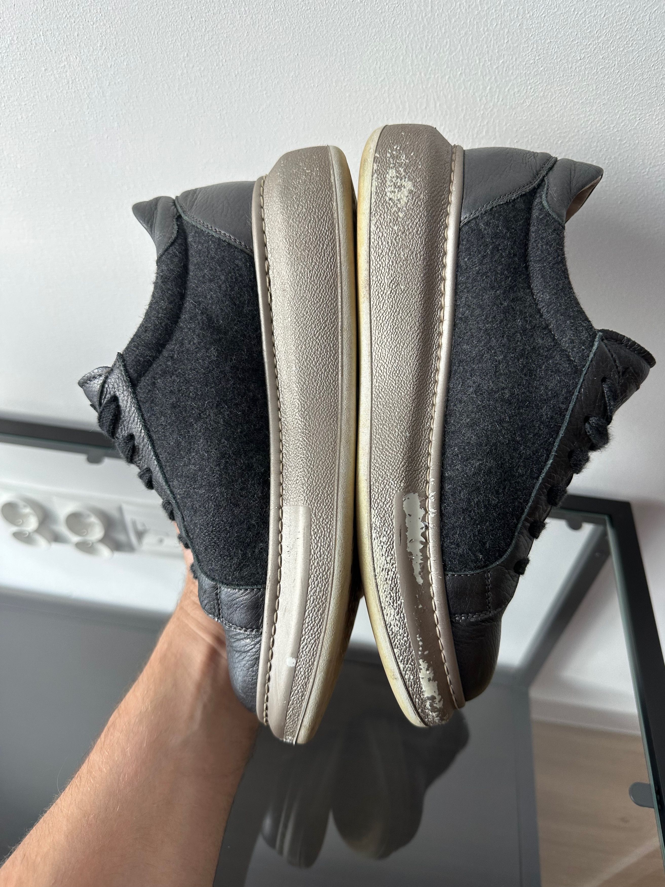 Brunello Cucinelli Brunello Cucinelli Dark Grey Wool Leather Platform Sneakers Size US 8.5 / IT 38.5 - 7 Thumbnail