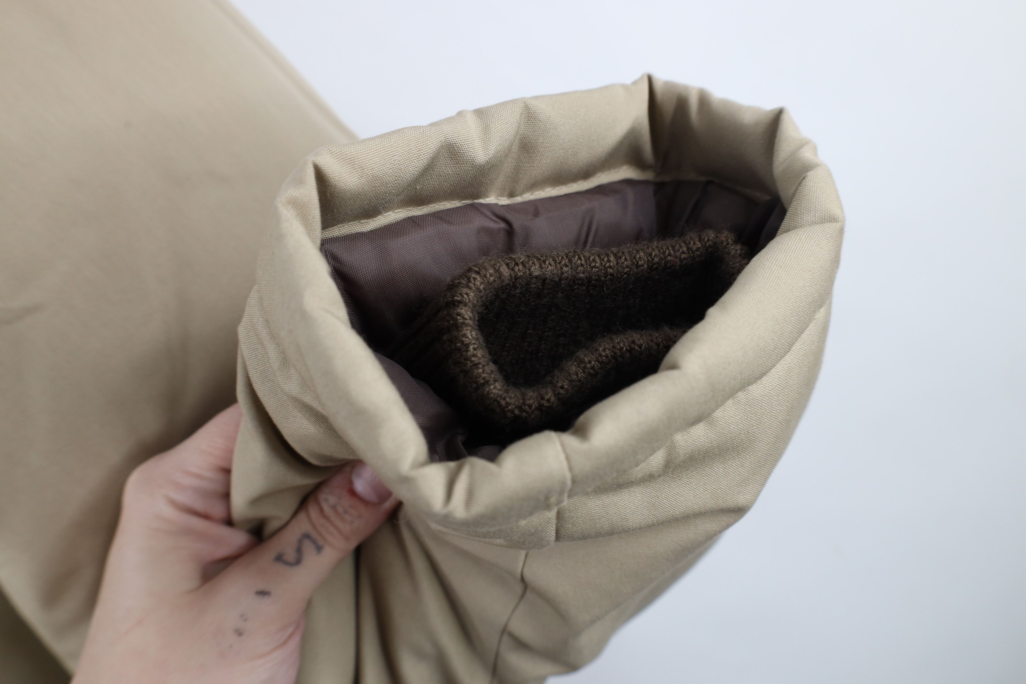 Vintage Vintage 90s Streetwear Hooded Puffer Parka Jacket Tan Size US M / EU 48-50 / 2 - 9 Thumbnail