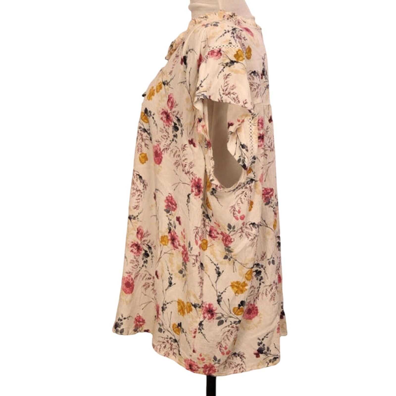 Buffalo David Bitton BUFFALO Size 2XL Blouse White Floral Shirt Tie Front Size XXL / US 16-18 / IT 52-54 - 8 Thumbnail