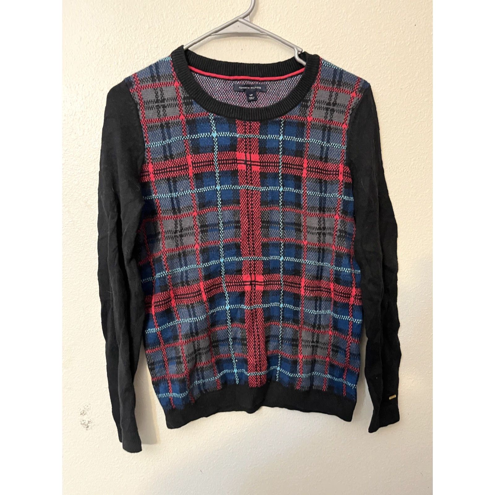 Tommy Hilfiger Tommy Hilfiger Sweater Plaid Scoop Neck Women Size S Black Womens Size S / US 4 / IT 40 - 2 Thumbnail