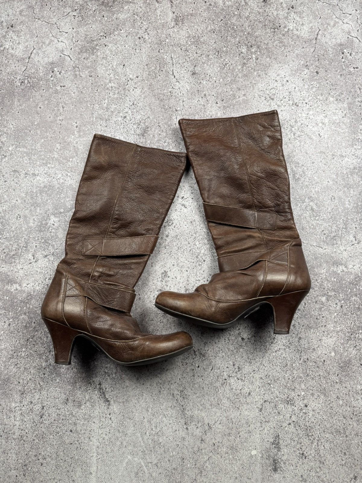 If Six Was Nine Vintage Italian AS98 Heel Leather Biker Boots In Brown Size US 7 / IT 37 - 3 Thumbnail