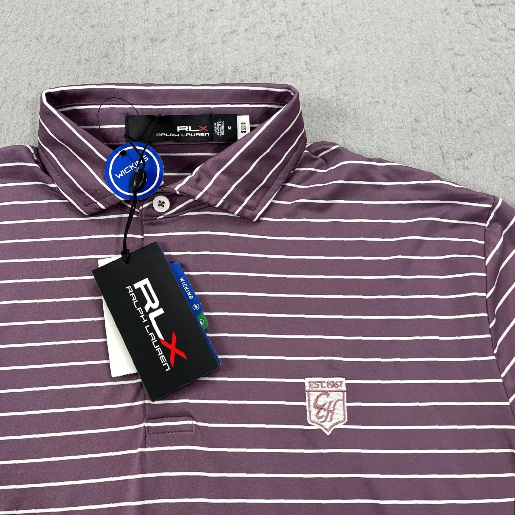 RLX Ralph Lauren RLX Ralph Lauren Polo Shirt Mens M Purple Logo Golf Striped Size US M / EU 48-50 / 2 - 2 Thumbnail