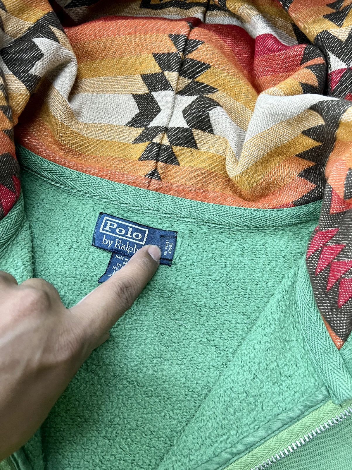 Polo Ralph Lauren × Ralph Lauren × Vintage Vintage Polo Ralph Lauren Talon Zipper Navajo Hoodie Size US L / EU 52-54 / 3 - 10 Thumbnail