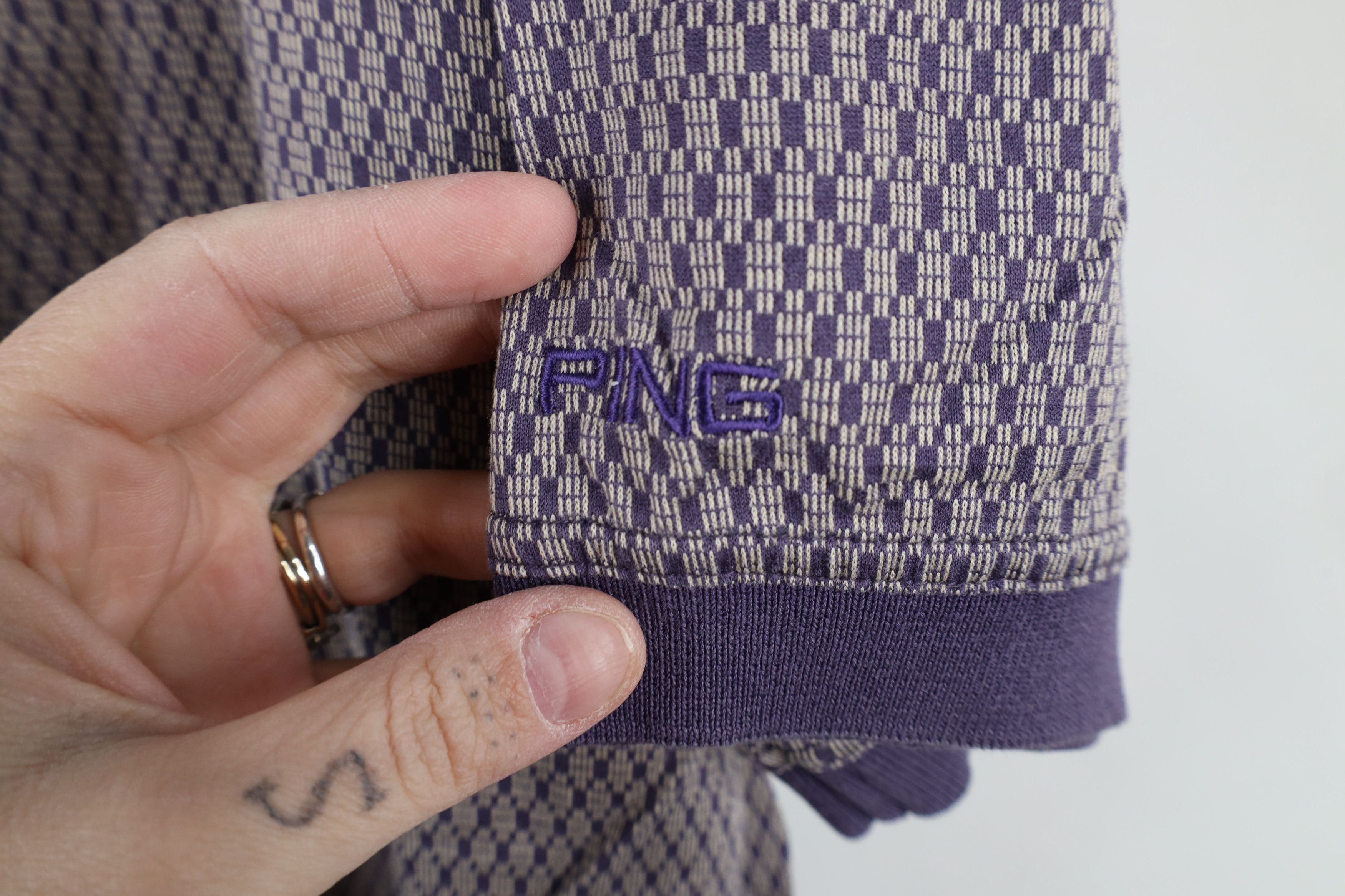 Vintage Vintage 90s Ping Golf Spell Geometric Knit Polo Shirt Purple Size US XL / EU 56 / 4 - 7 Thumbnail