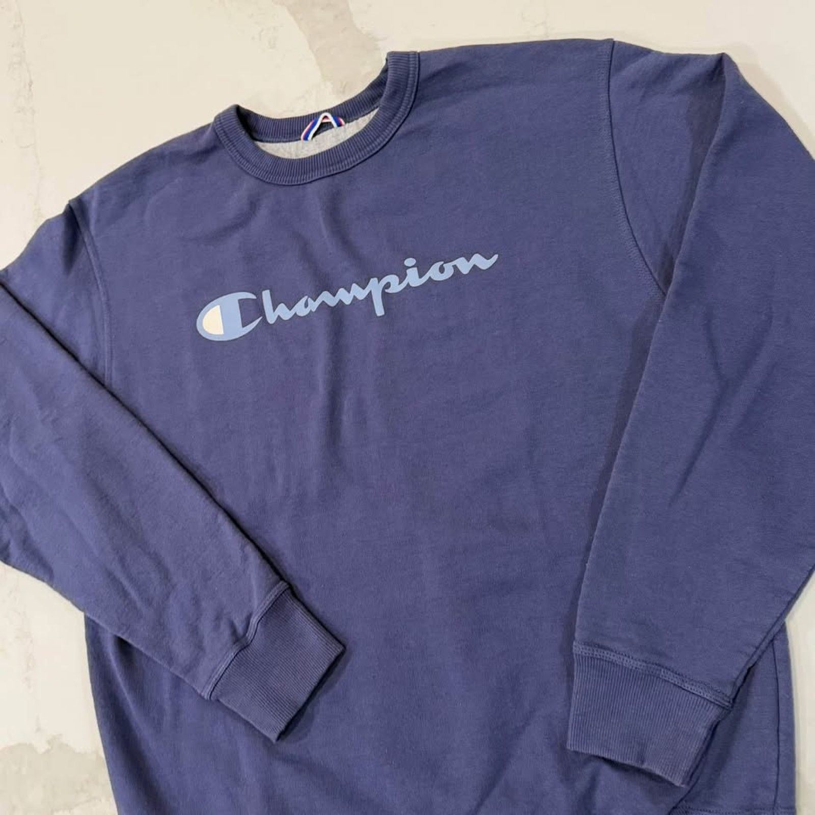 Champion Champion Blue Pullover Crewneck Sweatshirt Logo Mens Large Size US L / EU 52-54 / 3 - 2 Thumbnail