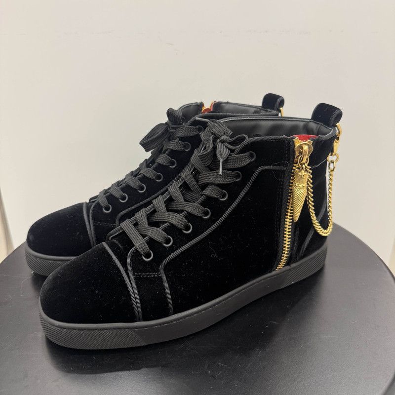 Louis Vuitton CL Louis Velvet High-Top Sneakers in Black 0079 Size US 7.5 / EU 40-41 - 1 Thumbnail
