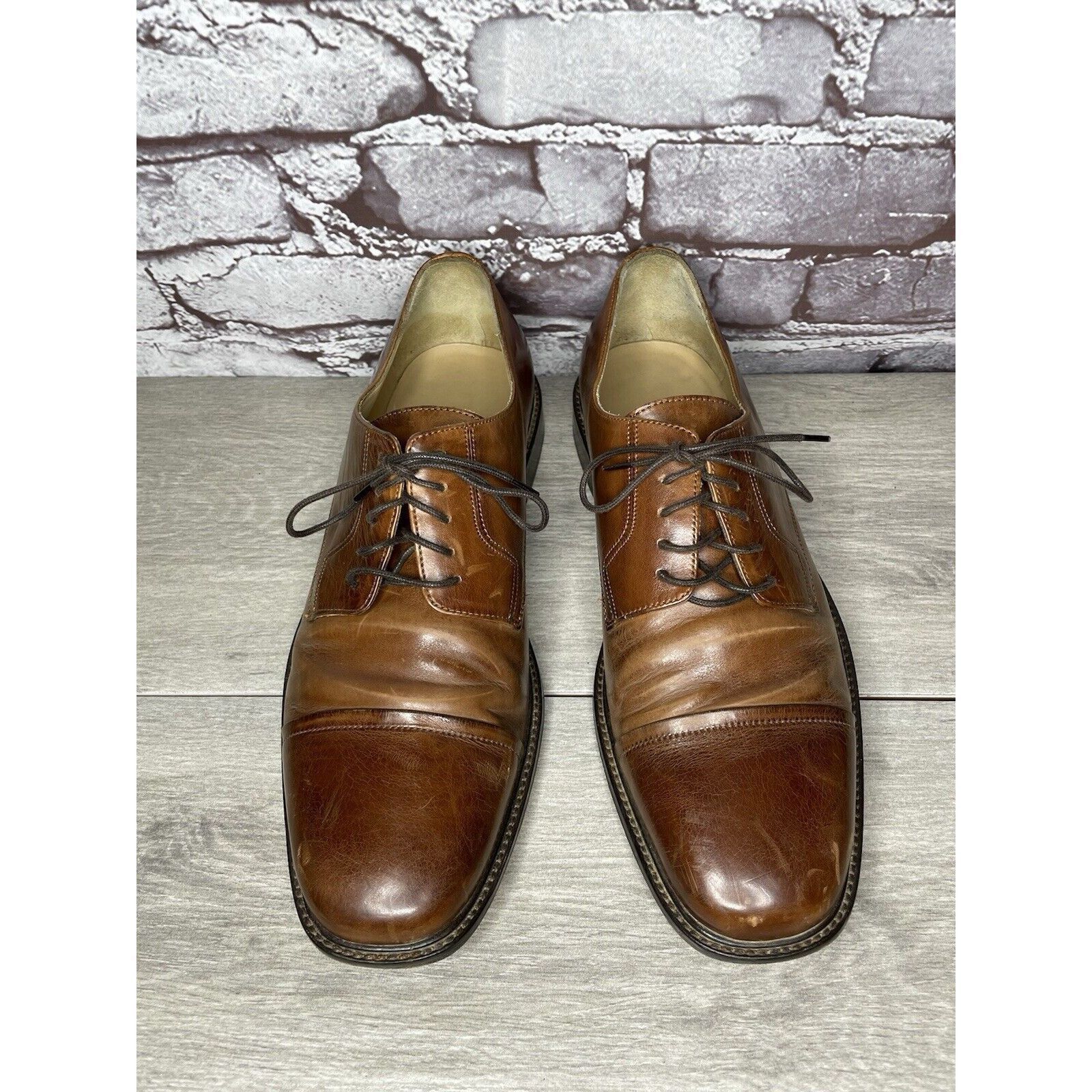 Johnston & Murphy Johnston Murphy J. Murphy Brown Leather Cap Toe Oxford Dress Size US 10 / EU 43 - 13 Thumbnail