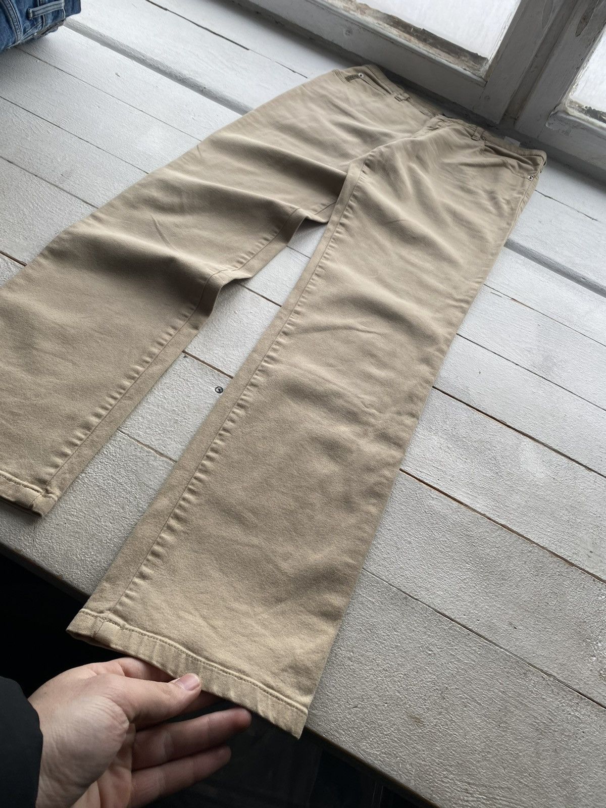 Armani Retro Luxury 90s AJ Armani Jeans Thommer Slim Beige Pants Size US 31 - 3 Thumbnail